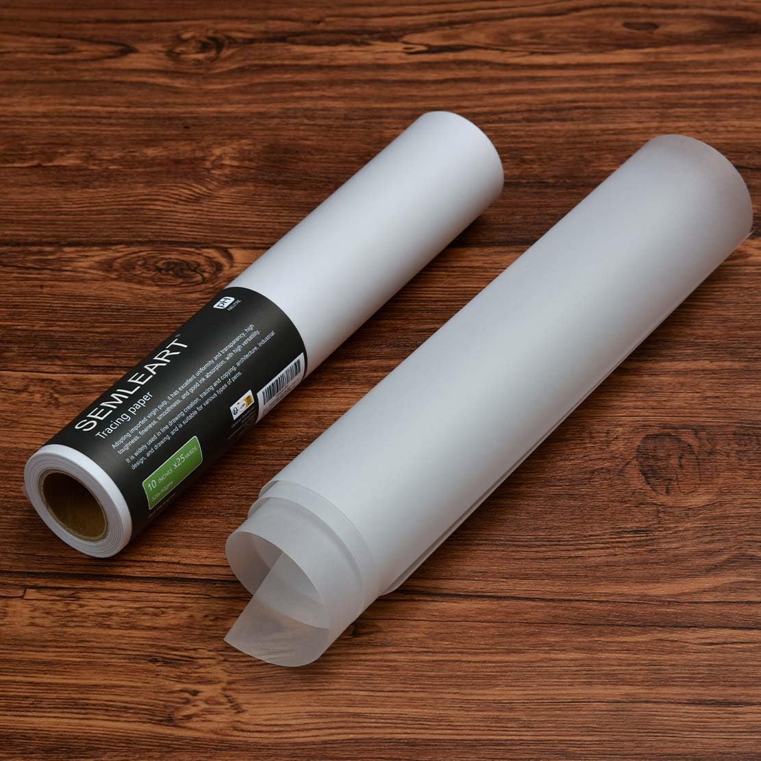 SEMLEART Artit's Tracing Paper roll,32lb/50gsm, 24 inch x 25 Yard,Translucent Tracing Paper for Pencil, Marker and Ink - Trace Images, Sketching,Drawing
