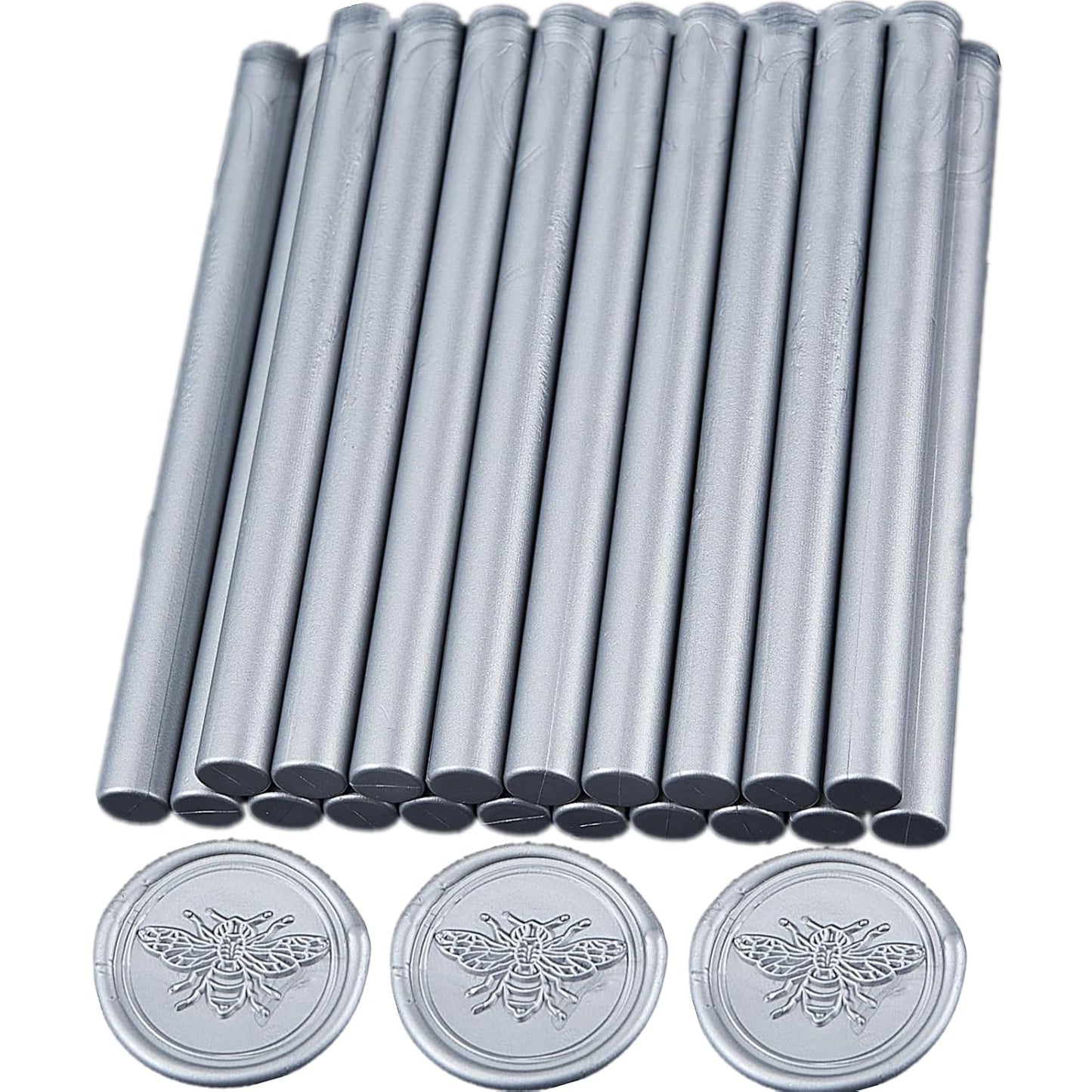Silver Wax Seal Sticks, ONWINPOR 20pcs Silver Wax Sealing Sticks for Wax Seal Stamp, Wedding Invitations, Mini Wax Seal Sticks for 0.28'' Glue Gun (Silver)
