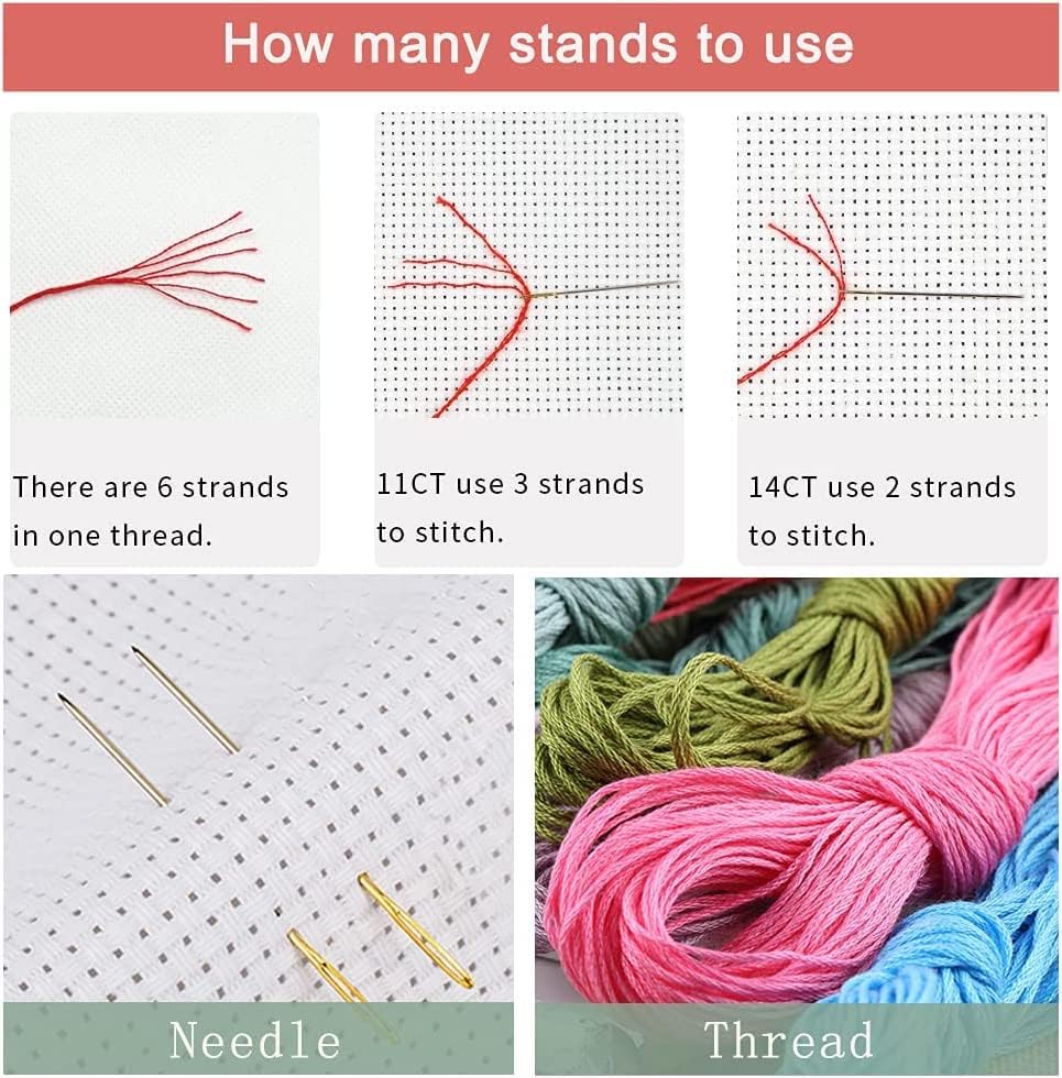 Leczany Cross Stitch Stamped Kit for Adults or Kids - Spray | DIY Embroidery Starter Patterns Craft Kit Needlepoint for Beginner | 11CT, 3 Strands | 19.7x19.7 inches