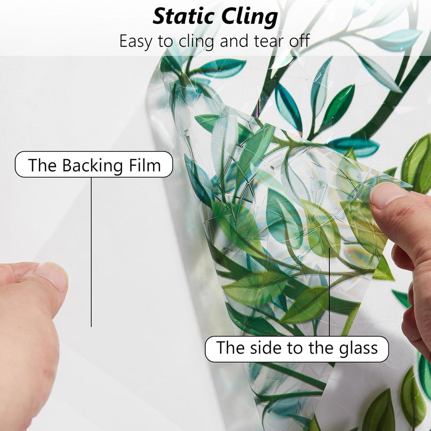 Finnez Window Privacy Film 3D Static Cling Window Film, No Glue Heat Control & 96% UV Blocking for Home Office, Decorative Frosted Glass Cover 23.6 Inch x 13.1 Feet