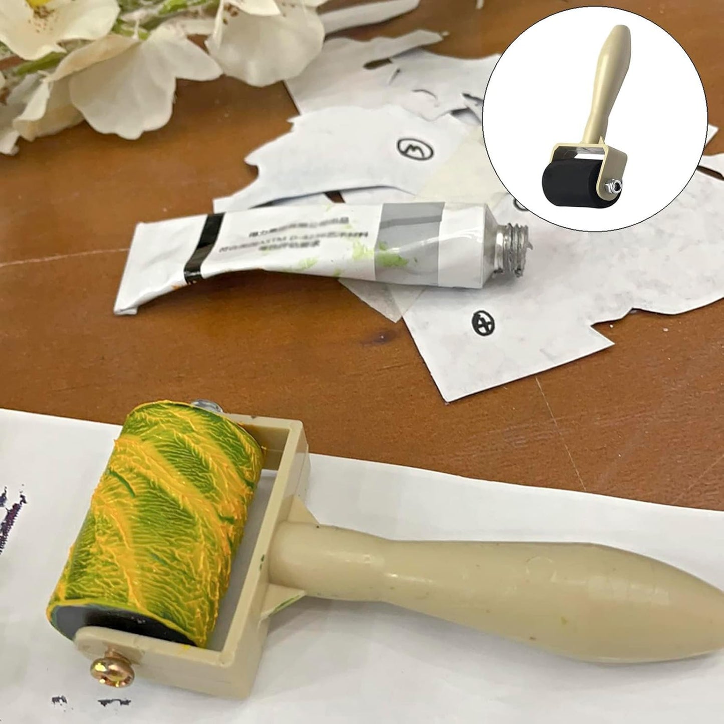 HRJZF Rubber Brayer Roller Set, 16 Pack, 1.4 Inch, Printmaking and Stamping Tools
