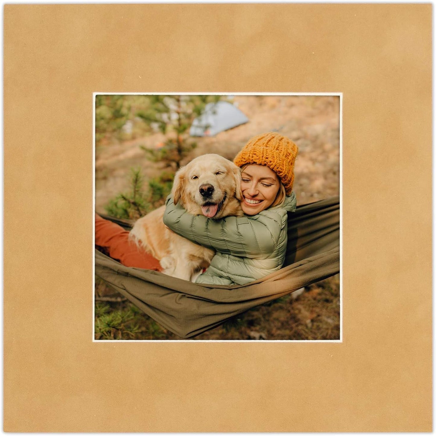 Pack of 25 Acid Free 8x10 Mats Bevel Cut for 5.5x8.5 Photos - Beige Suede Precut Matboards With Backing Boards and Clear Photo Mat Bags For Pictures, Photos, Framing - 4-ply Thickness
