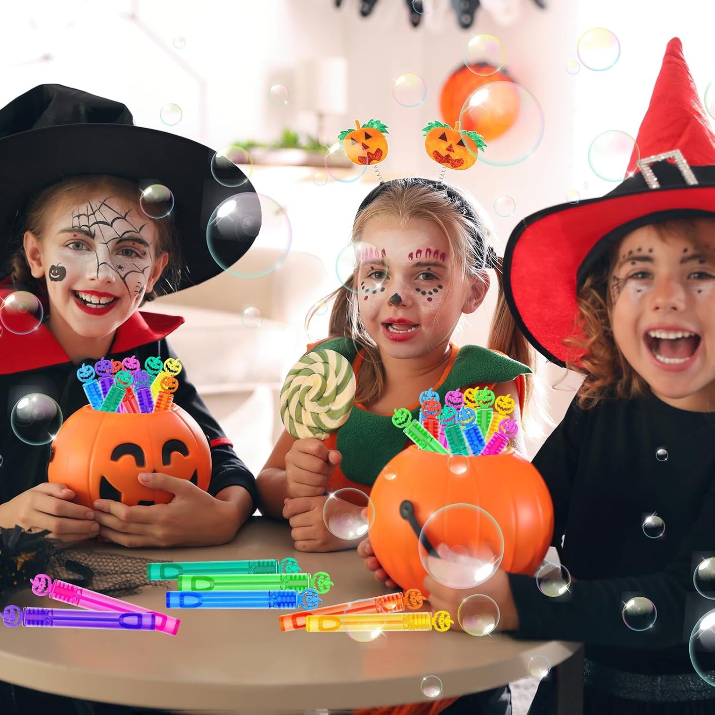 300 Piece Halloween Party Favor Bubbles, Halloween Bubble Wands Bulk for Kids Party Favor Supplies, Trick or Treat Goodie Bags, School Classroom Game Rewards, Halloween Miniatures