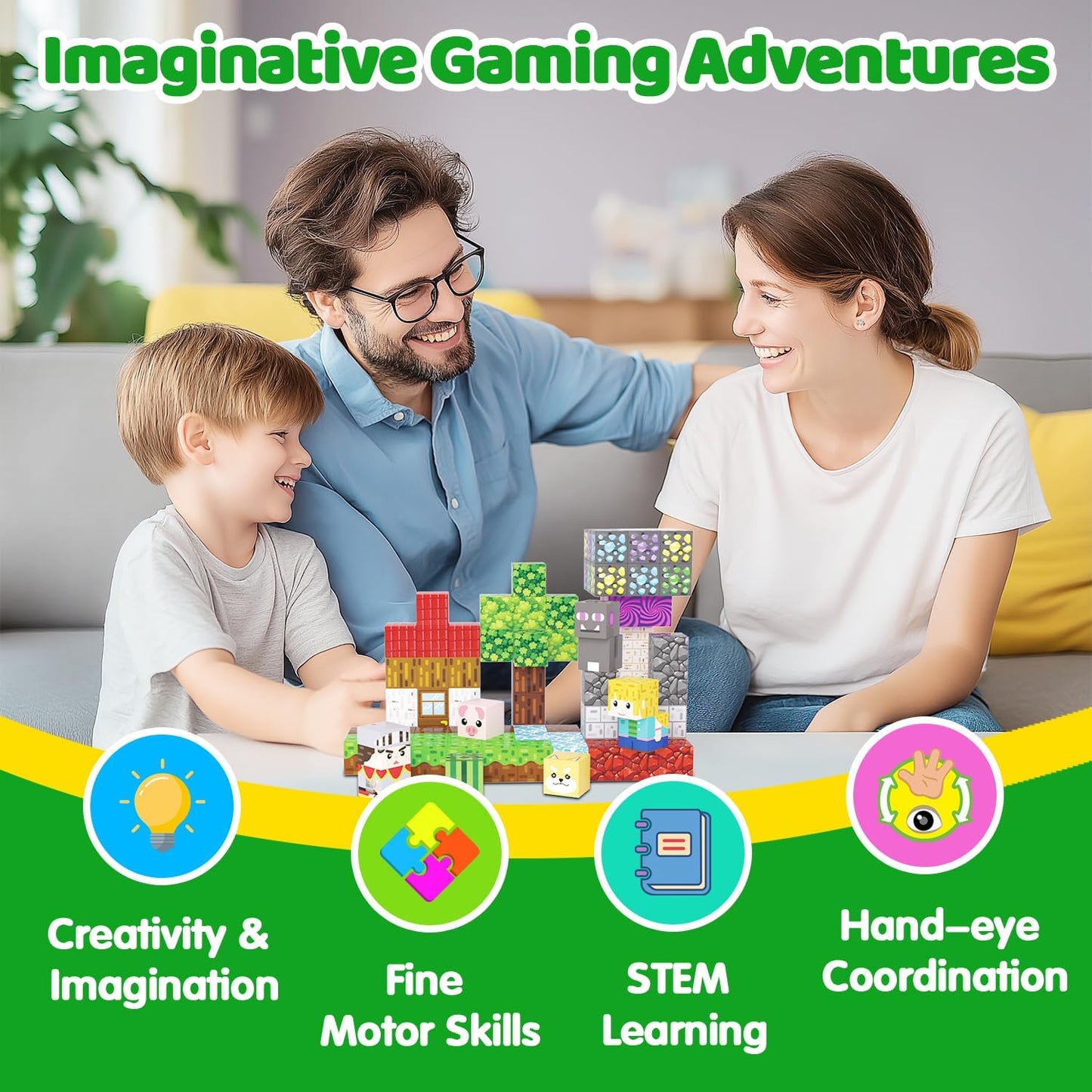 Magnetic Blocks, 150PCS Magnetic Building Blocks, Stacking Magnets for Kids, Sensory Toy for STEM Constructions Magnet Blocks for Boys Girls Age 3+, Christmas Birthday Gifts