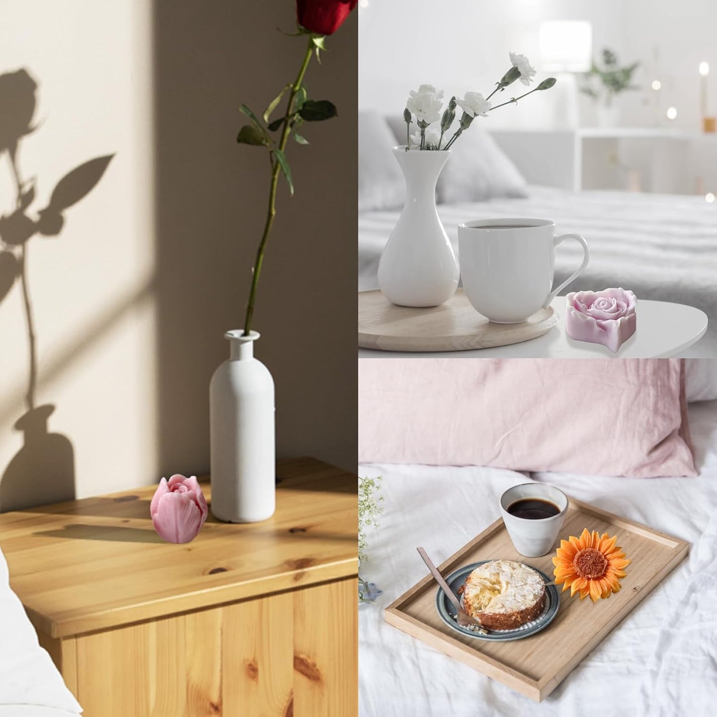 9 PCS Flower Candle Molds Rose Tulip Silicone Candle Mold Flower Shapes Moldes De Rosas Silicona para Velas for Soy Wax, Beeswax, Candle Making, Resin Craft