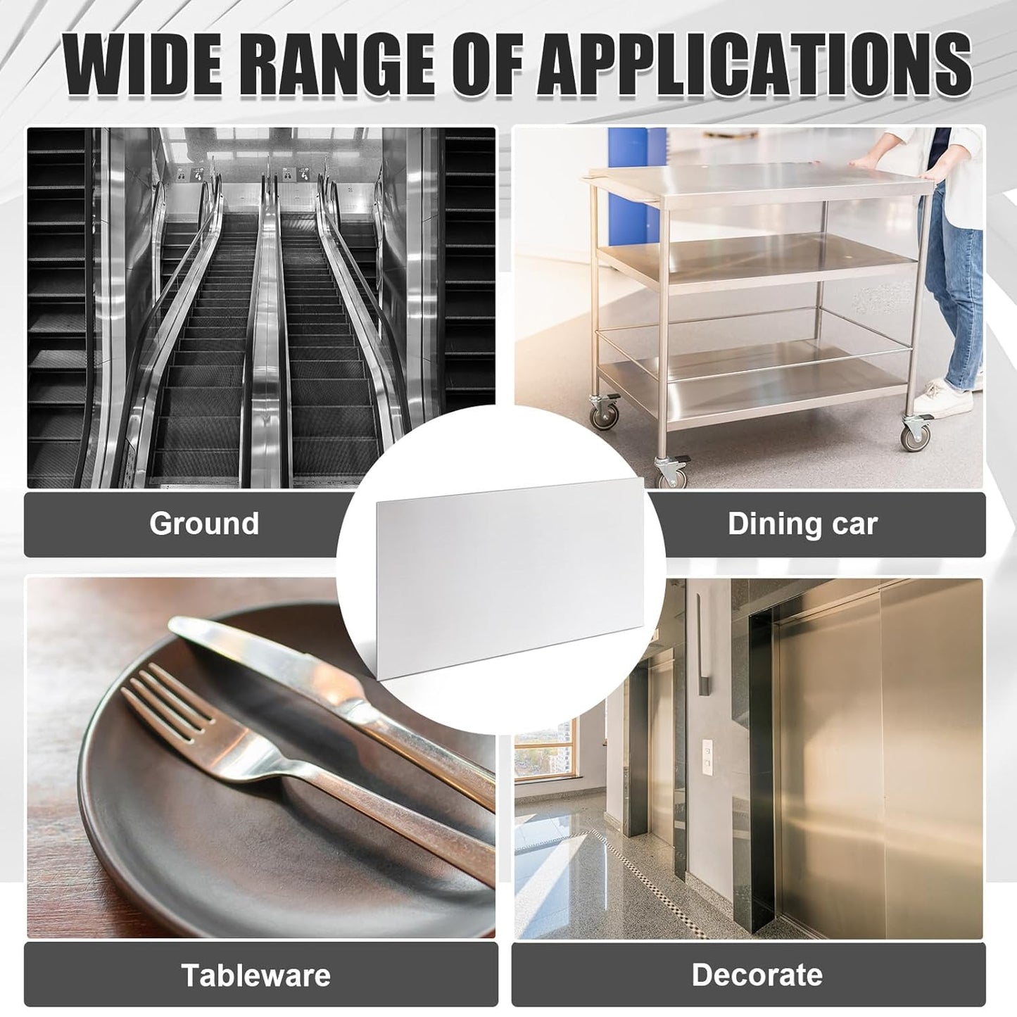 1 Pcs 430 Stainless Steel Sheet Metal 12 x 2 Inches 24GA Metal Plates Panel #4 Brushed Finish Magnetic Mount Board Wall Food Truck Restaurant Crafting Kitchen Floor Trailer Garage Gym