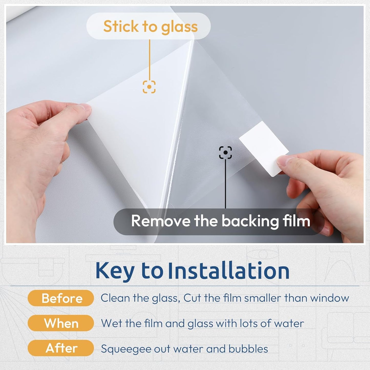 rabbitgoo Window Privacy Film, Non-Adhesive Frosted Glass Window Film for Bathroom, Static Cling Heat Blocking Stickers for Home Indoor Opaque Frosting Coverings House Tint, Matte White 23.6"x 118.1"