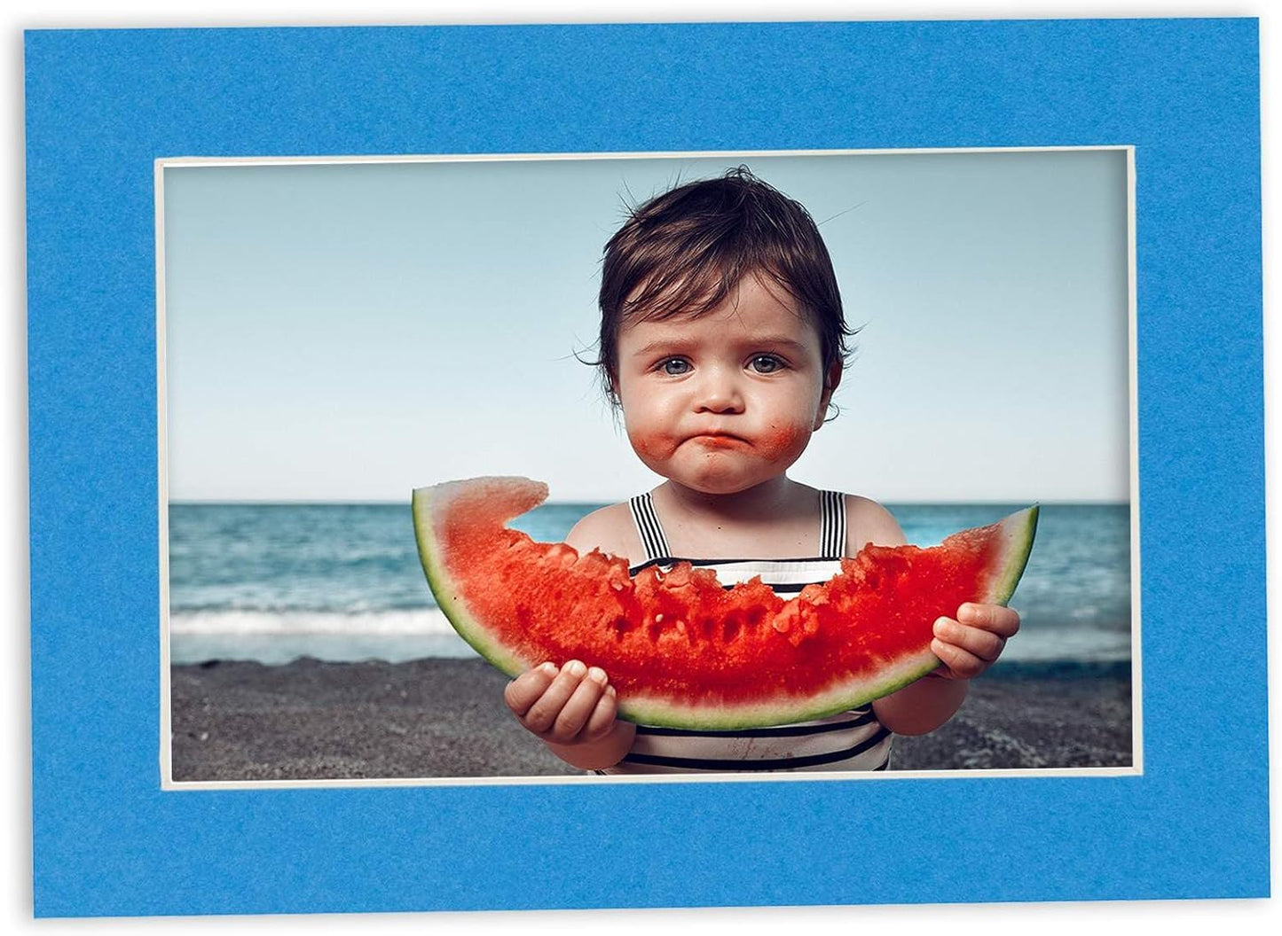 5x7 Mat for 8.5x11 Frame - Precut Mat Board Acid-Free Bay Blue 5x7 Photo Matte Made to Fit a 8.5x11 Picture Frame, Premium Matboard for Family Photos, Show Kits, Art, Picture Framing, Pack of 25 Mats