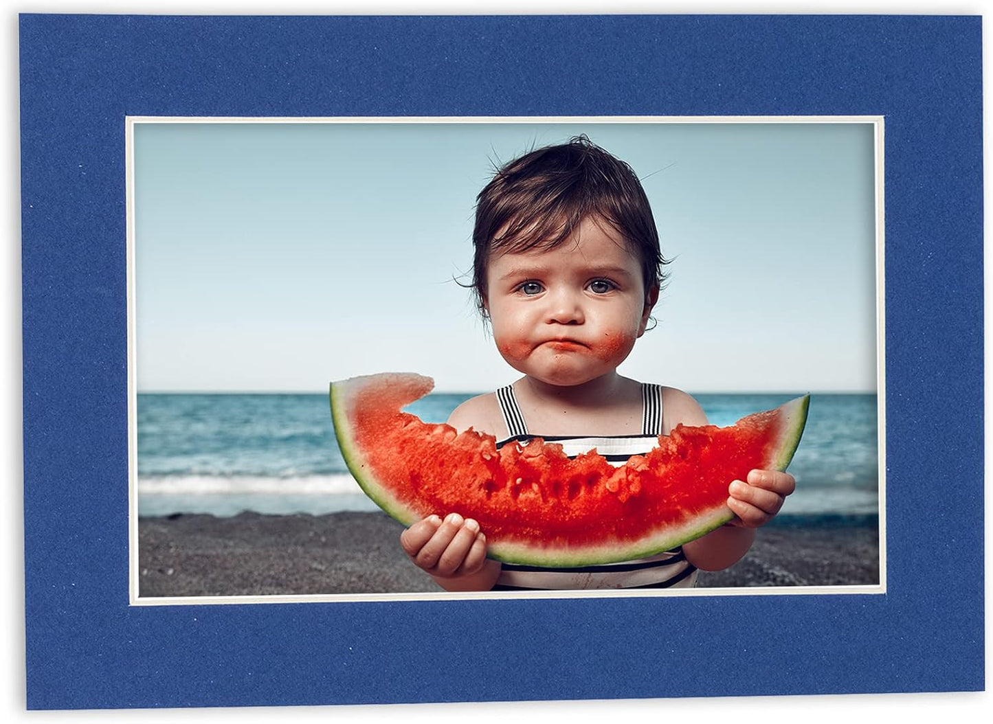 Pack of 25 Acid Free 8x10 Mats Bevel Cut for 5x8 Photos - Bottle Blue Precut Matboards With Backing Boards and Clear Photo Mat Bags For Pictures, Photos, Framing - 4-ply Thickness