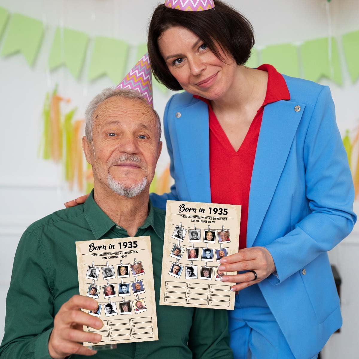 QUPT 1930s-themed Birthday Party Game Cards, Pack of 31 Cards for Adults, 5x7 Inches, Unisex, No Batteries Required