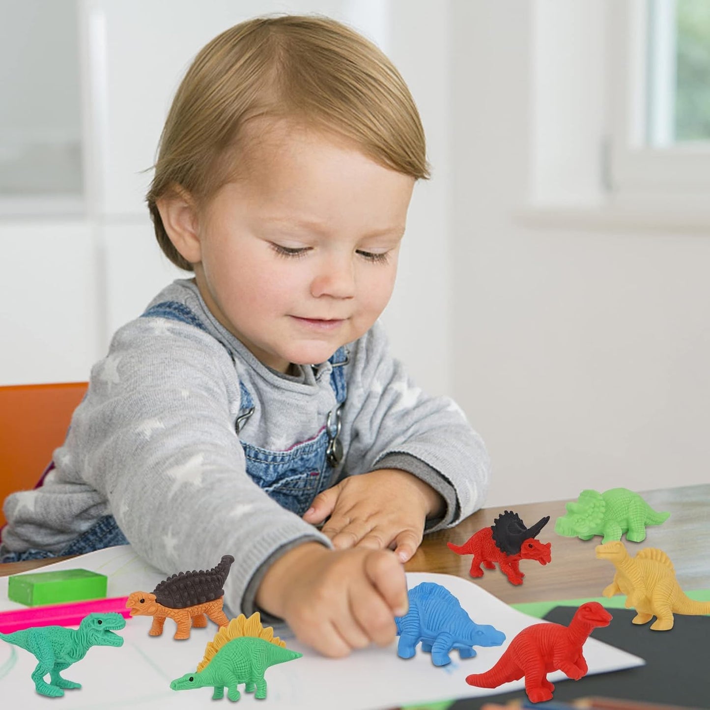 72 Pcs Animal Erasers for Kids, Dinosaur 3D Puzzle Eraser Bulk, Mini Dinosaur Toys, Desk Pets for Students, Classroom Prizes, Party Favors