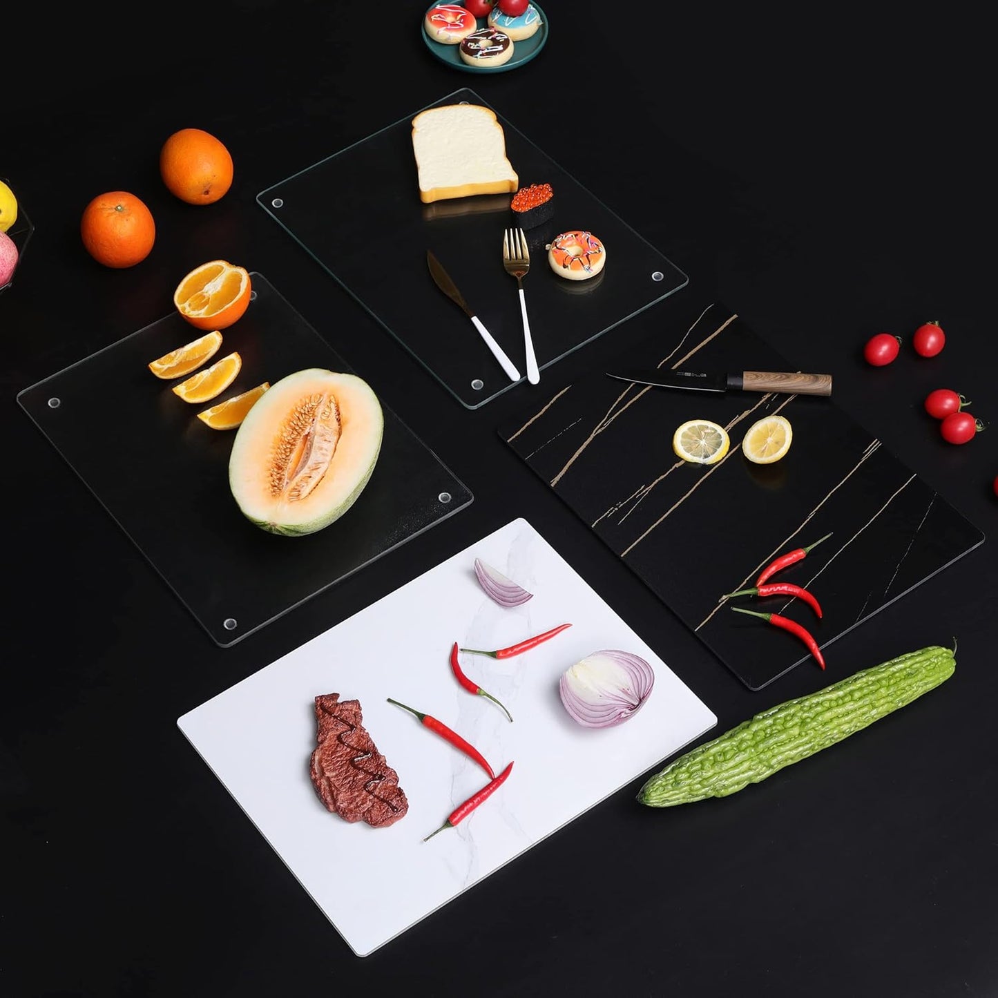 Murrey Home Glass Cutting Board for Kitchen Counter, Tempered Glass Chopping Boards Dishwasher Safe, Small Clear Countertop Tray, Scratch Resistant, Heat Resistant, Non Toxic, Clear, 20"x16"