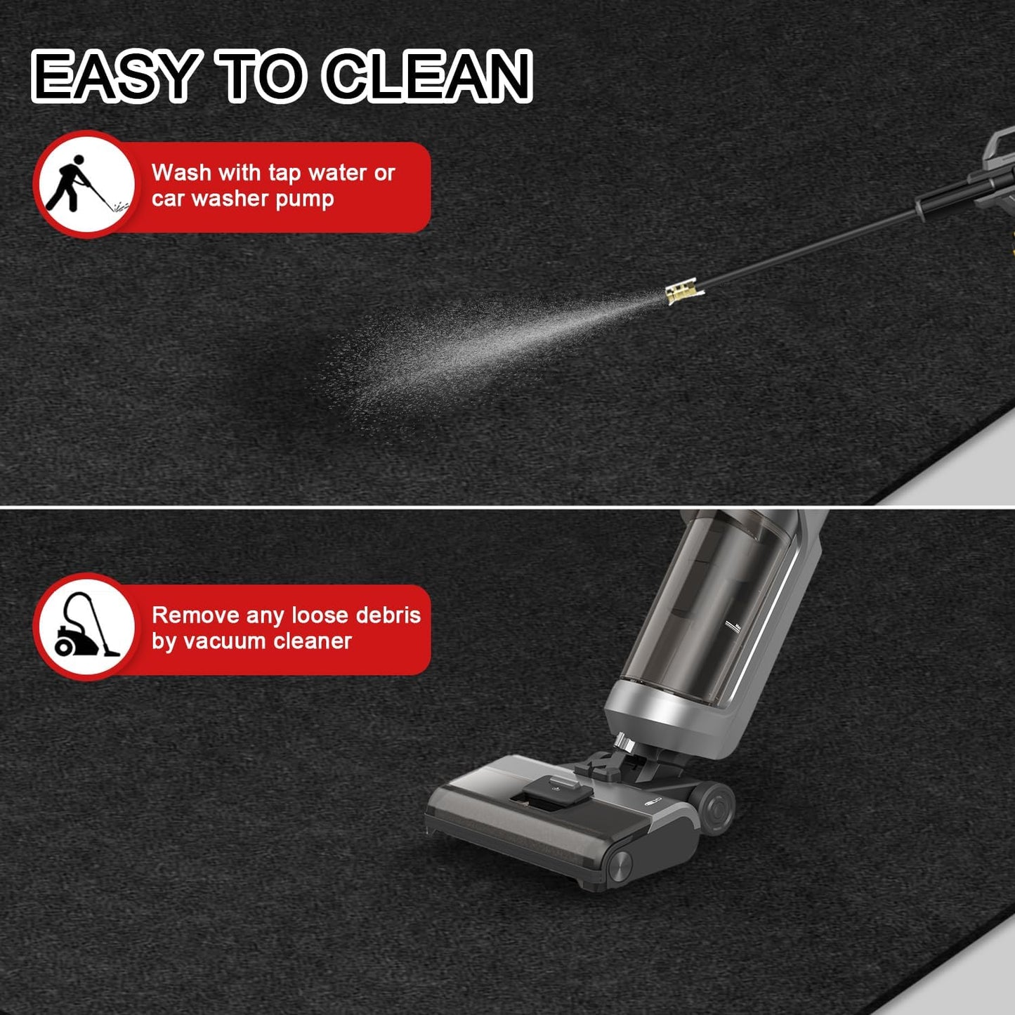 Golener Oil Spill Mat - Garage Floor Mat, Absorbent Oil Pad, Premium Rubber Mat, Waterproof, Contain Liquid, Protect Garage Surface from Spill & Stain, Reusable, Washable, Durable, Black, 72” x 96”