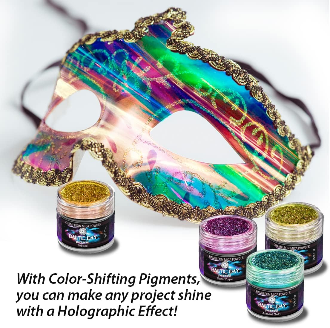 BALTIC DAY - Chameleon Mica Powder, 40 Jars of Color Shift Mica Powder Set - Chameleon Mica Powder for Resin - Chameleon Powder - Holographic Mica Powder