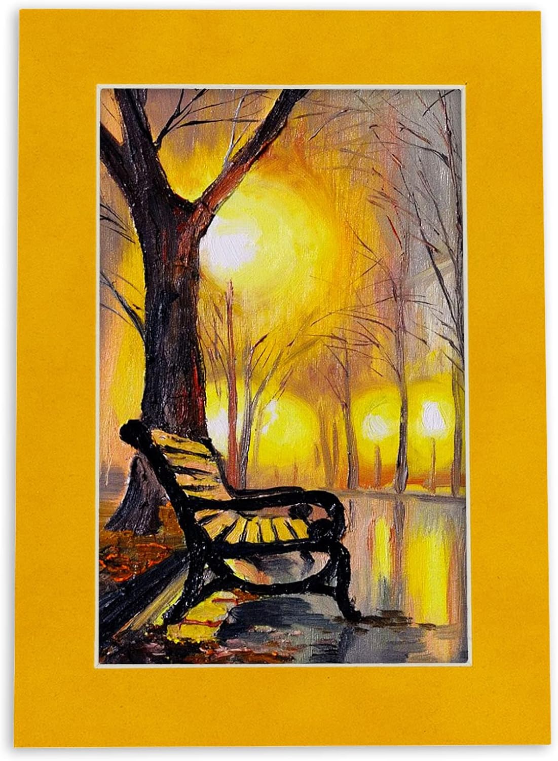8x10 Mat Bevel Cut for 5.5x8.5 Photos - Acid Free Bright Yellow Precut Matboard - For Pictures, Photos, Framing - 4-ply Thickness