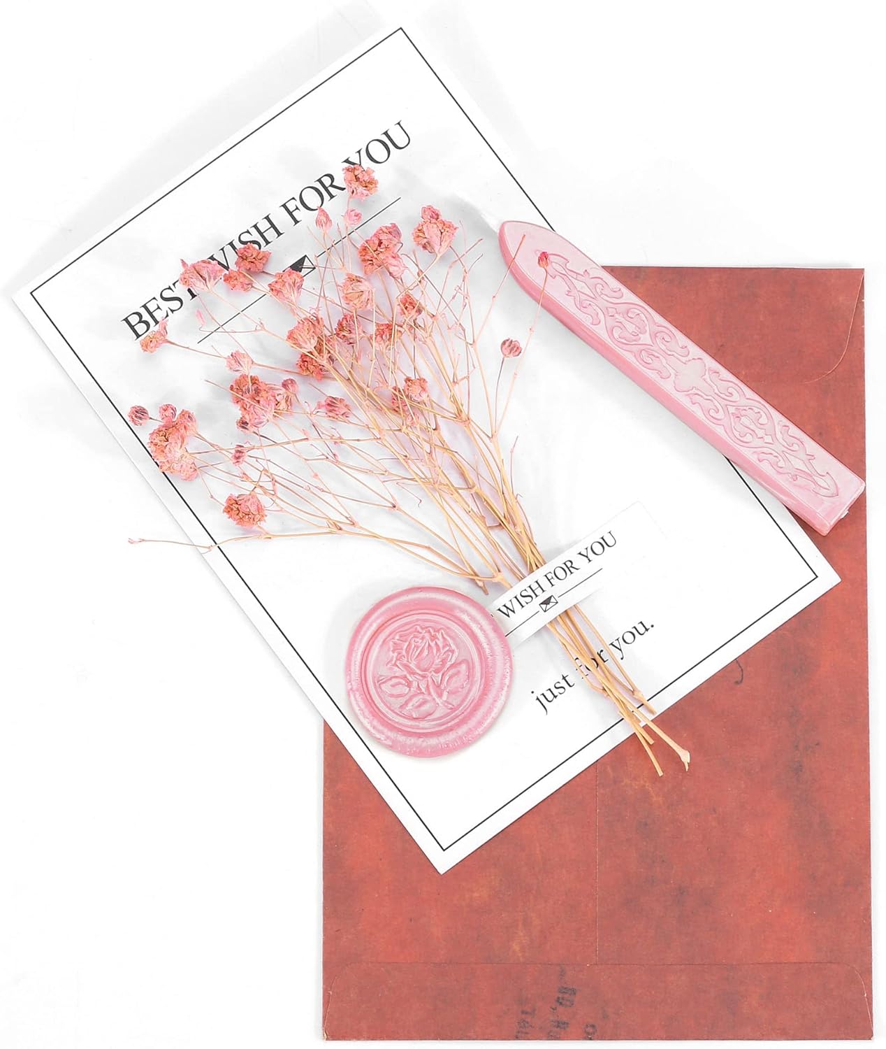 Yoption 5 Pcs Totem Fire Manuscript Sealing Sticks with Wicks Multi-Color Cord Wick Sealing Wax for Postage Letter Retro Vintage Wax Seal Stamp (Pink)