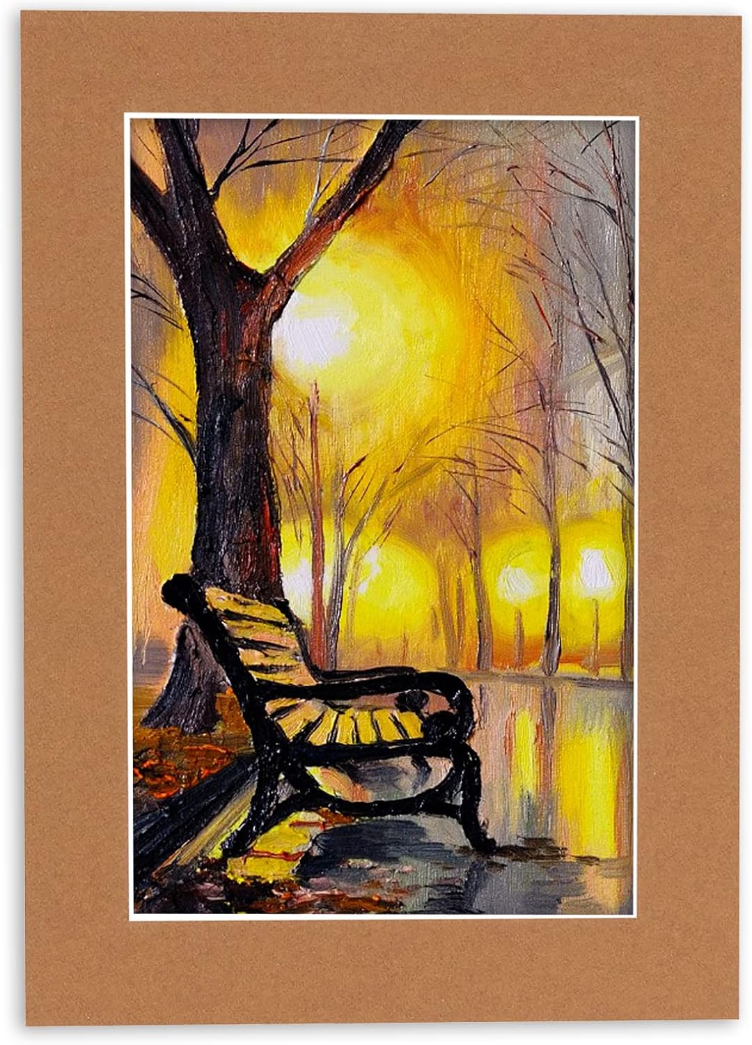 8x10 Mat Bevel Cut for 5.5x8.5 Photos - Acid Free Aged Oak Brown Precut Matboard - For Pictures, Photos, Framing - 4-ply Thickness
