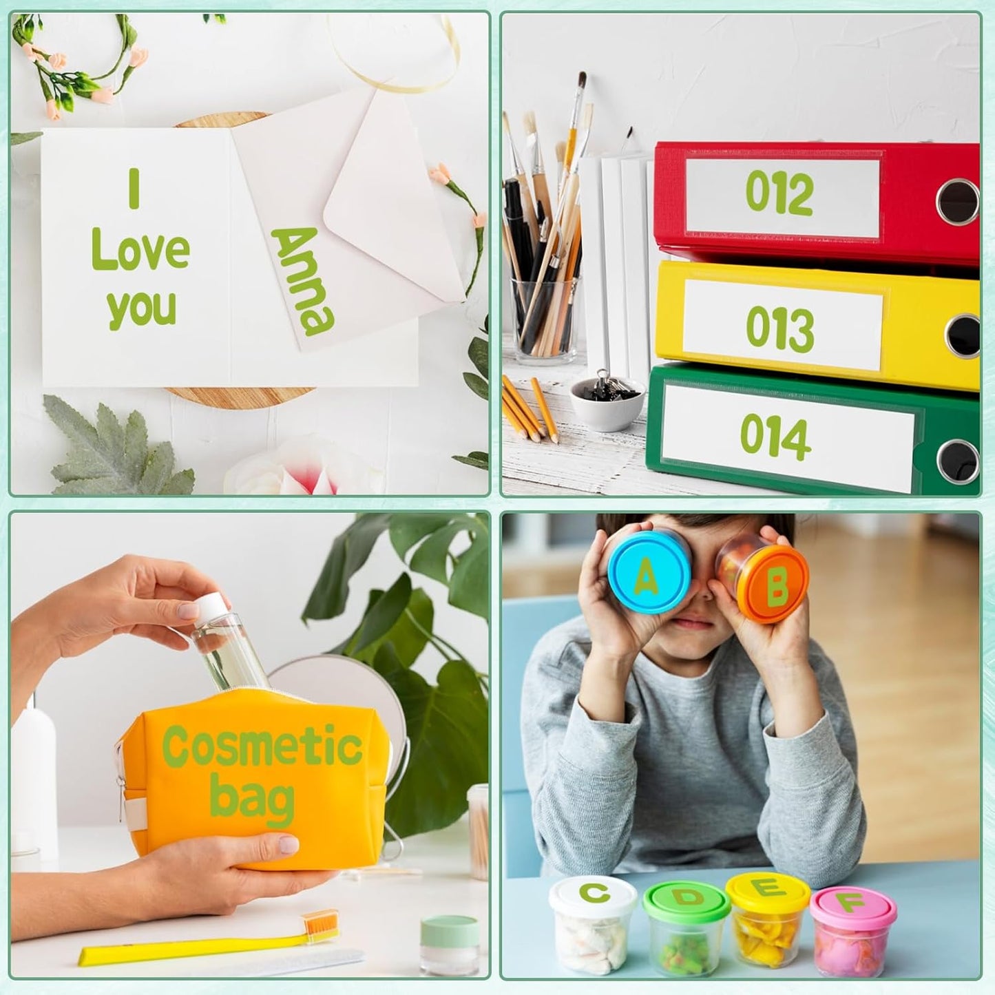 Alphabet Stickers, 1"Inch 12 Sheets Self-Adhesive Green Vinyl Letter Stickers for Mailbox Numbers, Bulletin Boards, Classroom & Home Decor