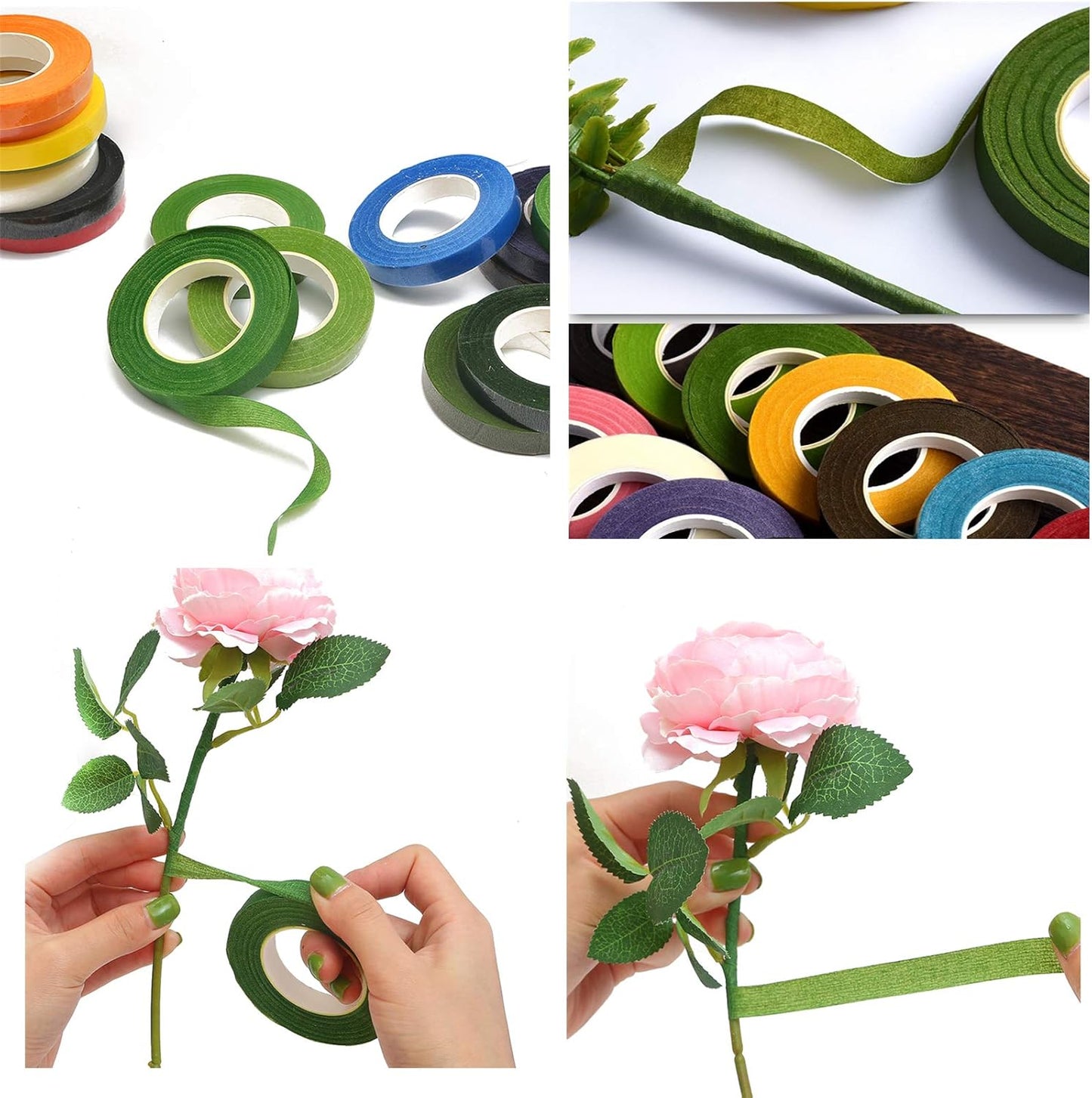 Transun Moo 4 Rolls 1/2 Inch Floral Tapes Florist Wraps for Bouquet Stem and Flowers Making Craft Projects (30 Yards, Brown)