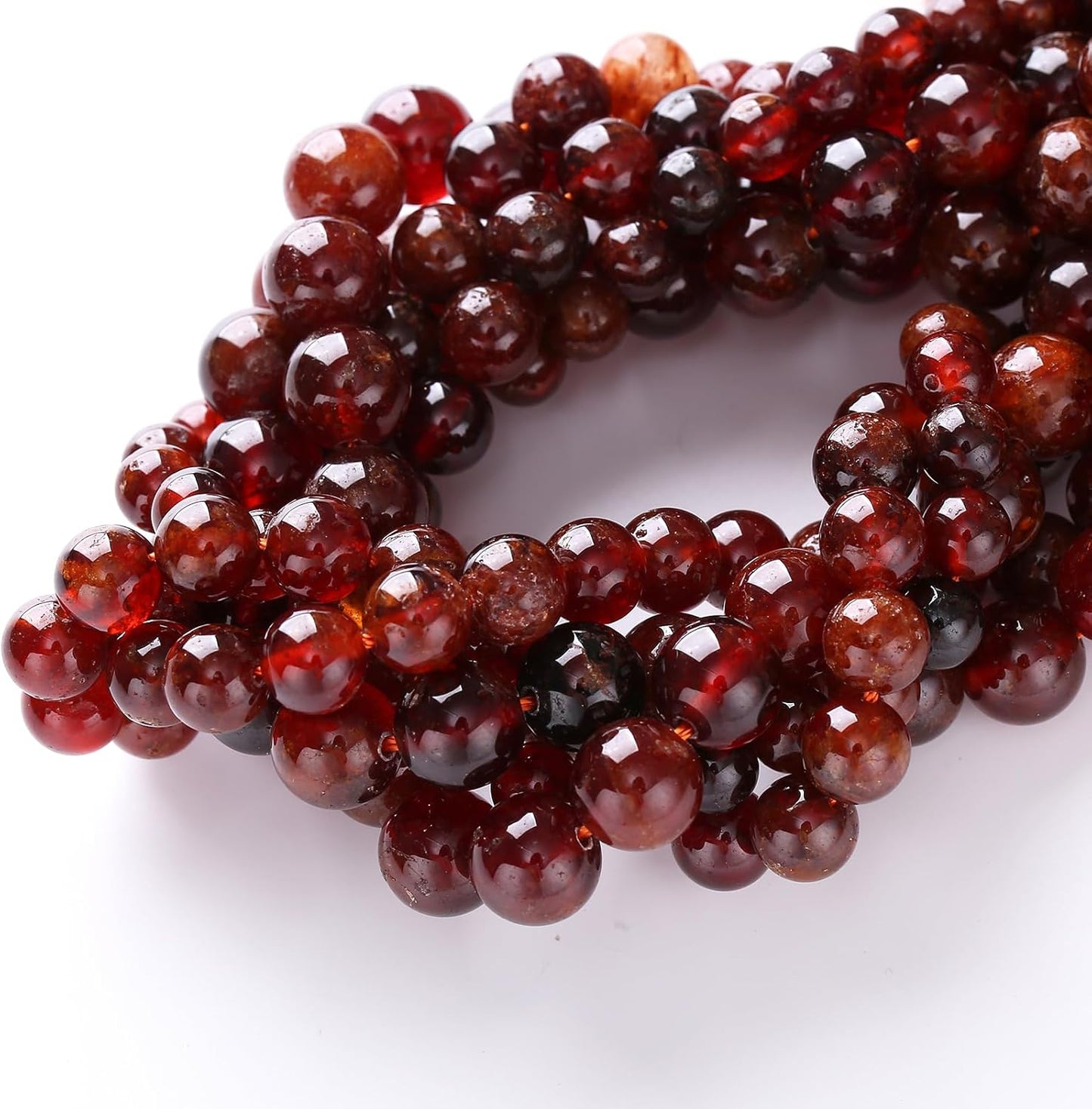8MM 45PCS Natural Orange Garnet Beads Round Loose Beads for Jewelry Making DIY Necklace Accessories Energy Crystal Healing Power Bracelet