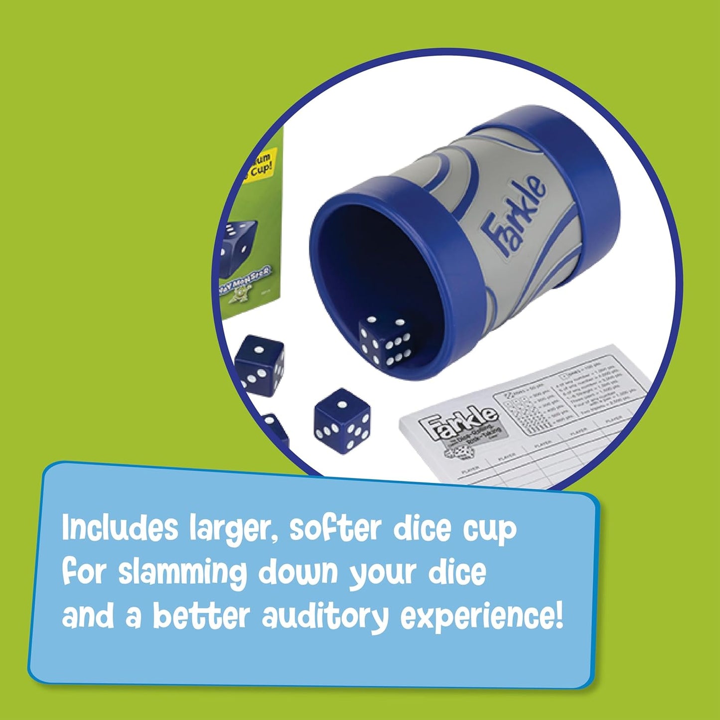 PlayMonster Farkle Dice Game — Exclusive Premium Dice Cup — Family Game Night — Easy to Shake and Slam — for Ages 8+