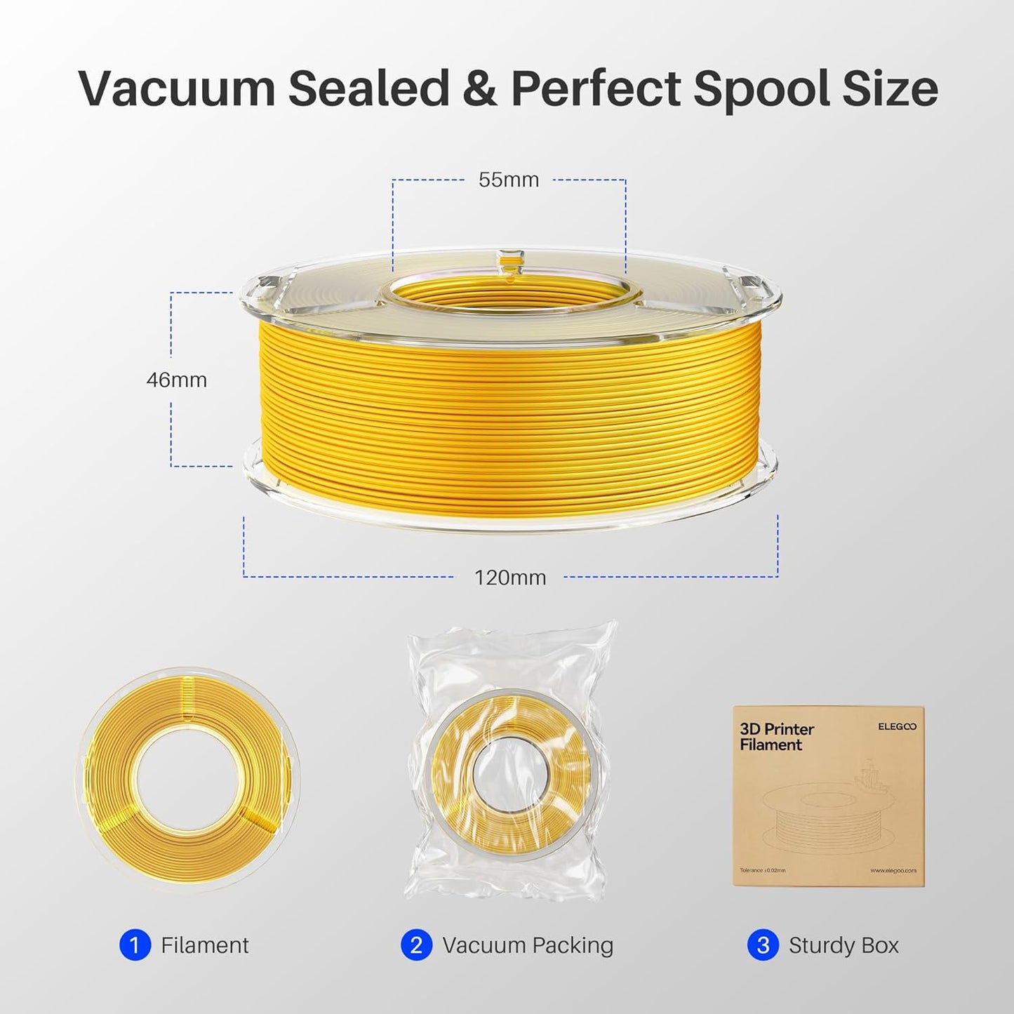 ELEGOO Silk PLA Filament 1.75mm Silver Grey 250g, Shiny 3D Printer Filament Dimensional Accuracy +/- 0.02mm, 250g Spool Fits for Most FDM 3D Printers
