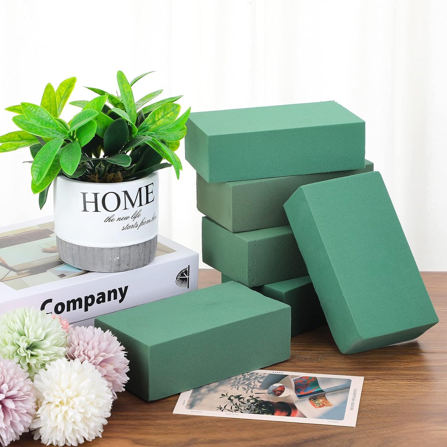 Marsui 30Pcs Floral Foam Blocks Dry and Wet Florist Foam Brick Flower Arrangements Supplies for Fresh and Artificial Flowers Craft Plant Filler Decoration, Green(3.2 x 5.5 x 1.8 Inch)