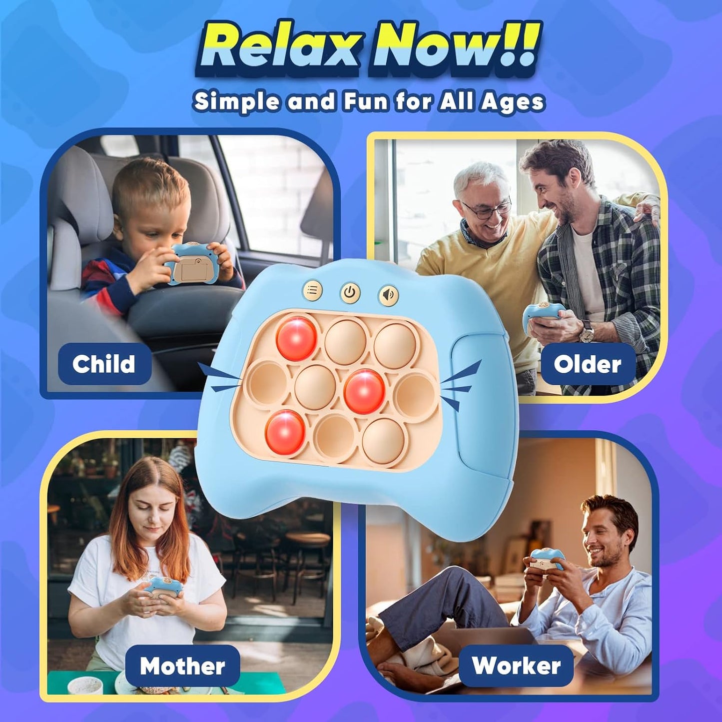 Handheld Game for Kids 6-12, Sensory Fidget Toys for Kids 8-12, Birthday Gifts for 6 7 8 9 Year Old Boys & Girls & Teens-Blue