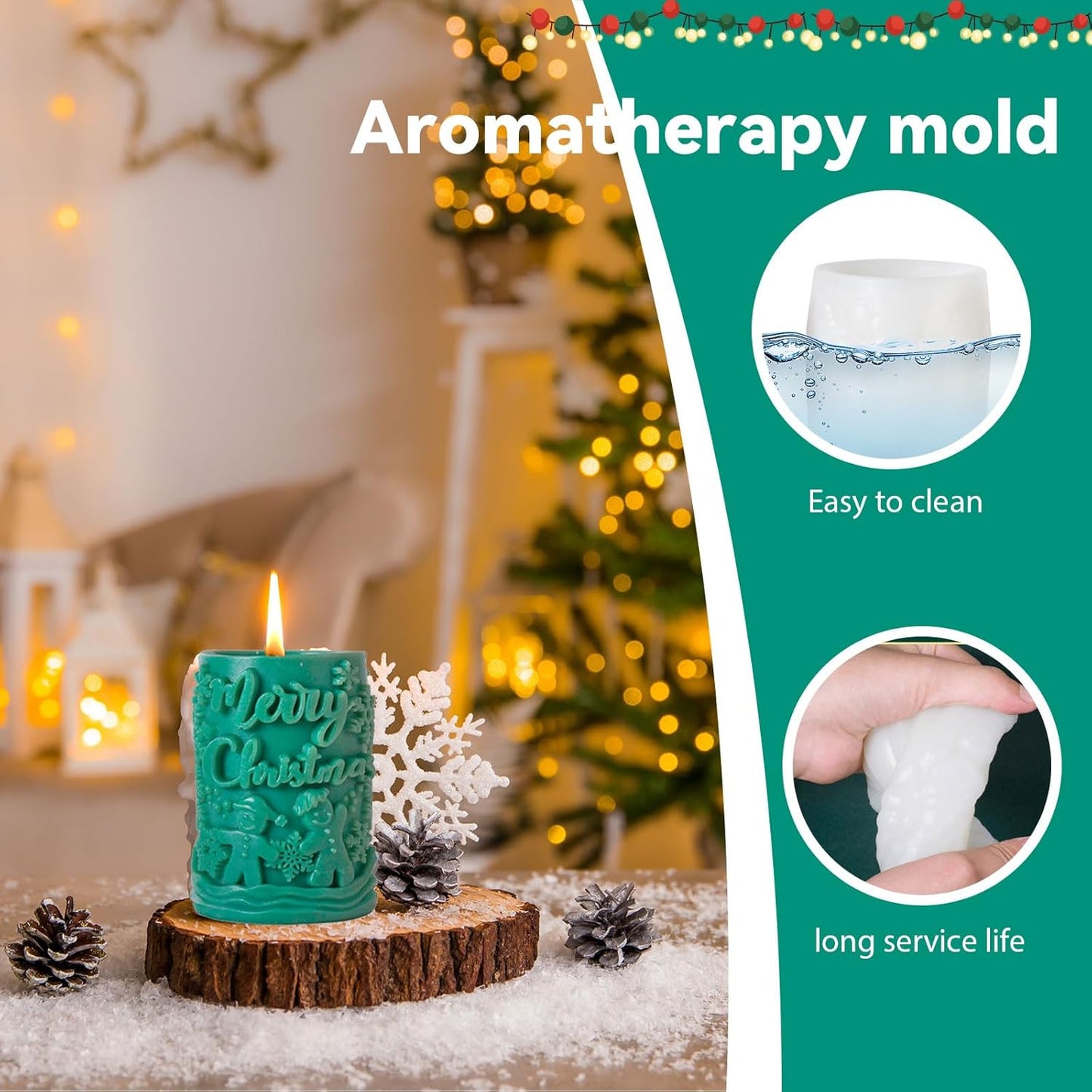Christmas Candle Silicone Molds, 3D Candle Molds for Candle Making, Silicone Epoxy Resin Mold, Ornament Mould for DIY Wax Scented Candle Soaps Art Craft Cake Chocolate Home Decor(849)