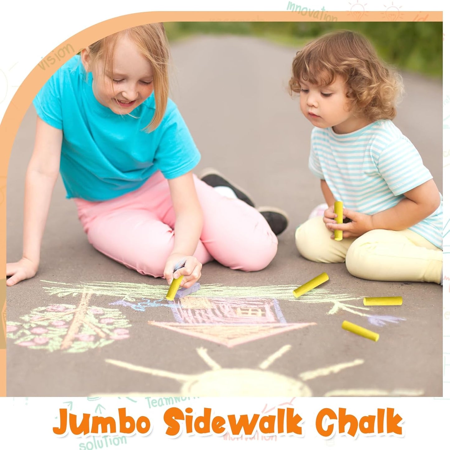 20 Pcs Sidewalk Chalks for Kids Non Toxic Jumbo Chalk for Party Gift Outdoor Art Classroom Play Painting (Yellow)