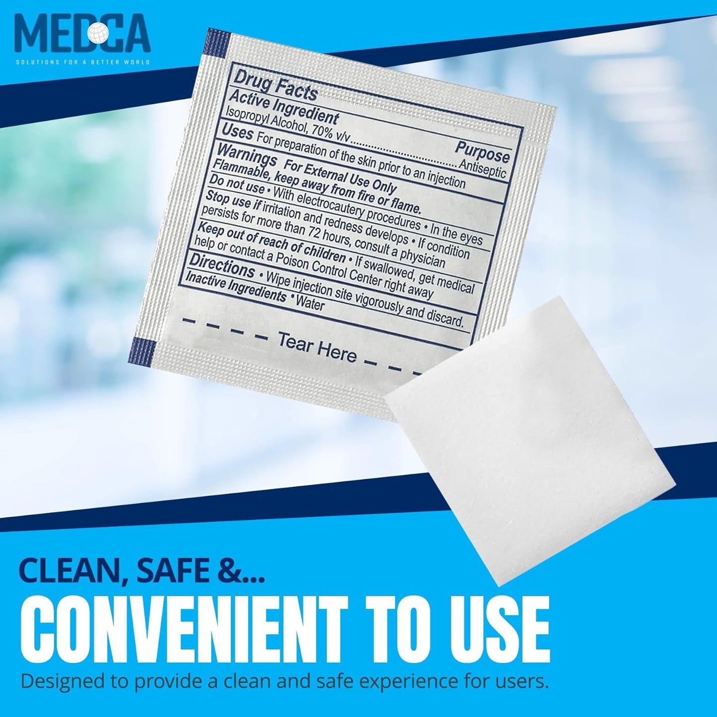 Alcohol Prep Pads - Box of 400, Saturated 70% Isopropyl Alcohol Wipes