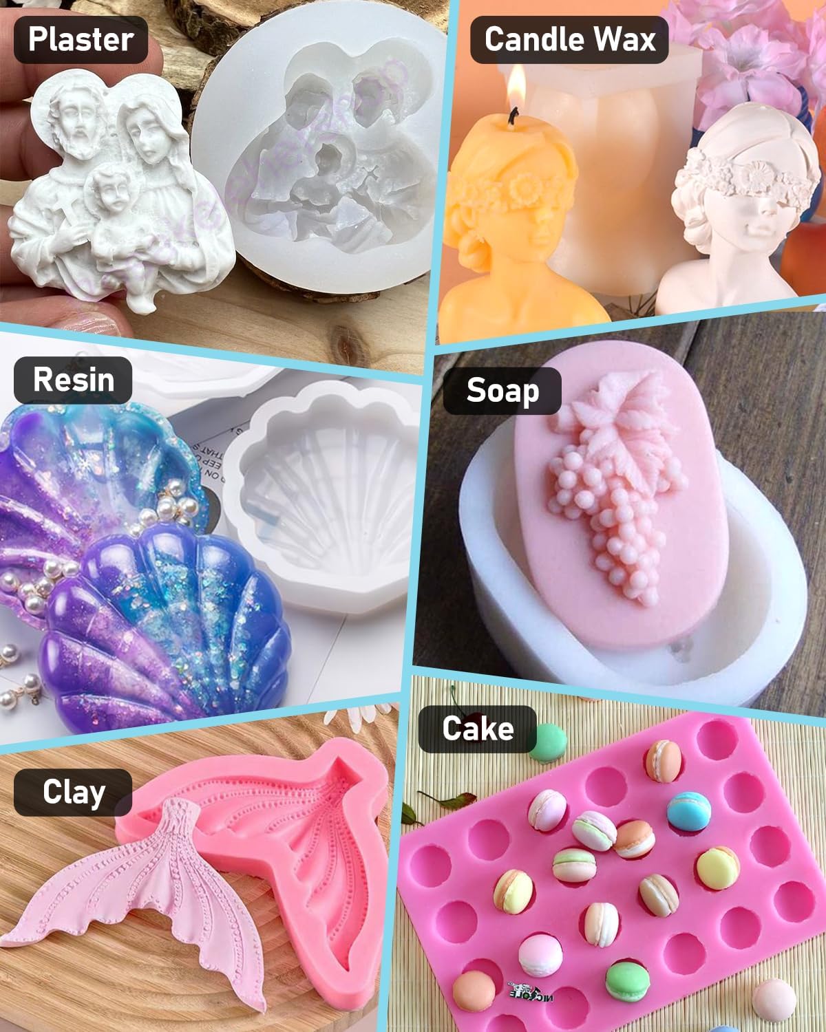 Nicpro 140oz Silicone Mold Making Kit, 15A Platinum Liquid Silicone Rubber, Flexible Silicone Molds Maker Mix Ratio 1:1 for Casting 3D Resins Candle Soap Molds DIY with Gloves, Sticks, Mixing Cups