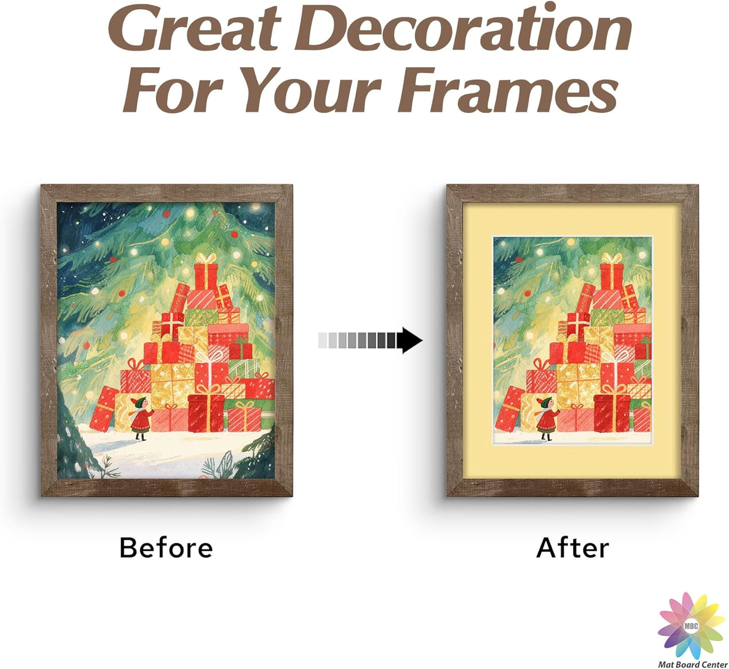 Mat Board Center, 11X14 Mix Color Mats for 8.5X11 Pictures - Acid Free, 4-Ply Thickness, White Core, Bevel Cut - for Artworks, Photos, Framing - Pack of 12