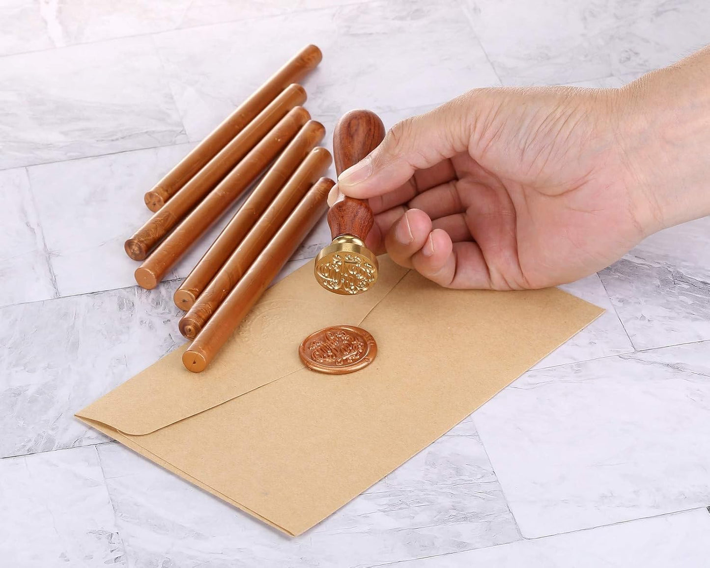 Yoption 15 Pieces Glue Gun Sealing Wax Sticks for Wax Seal Stamp, Great for Wedding Invitations, Cards, Envelopes (Copper Red Gold)