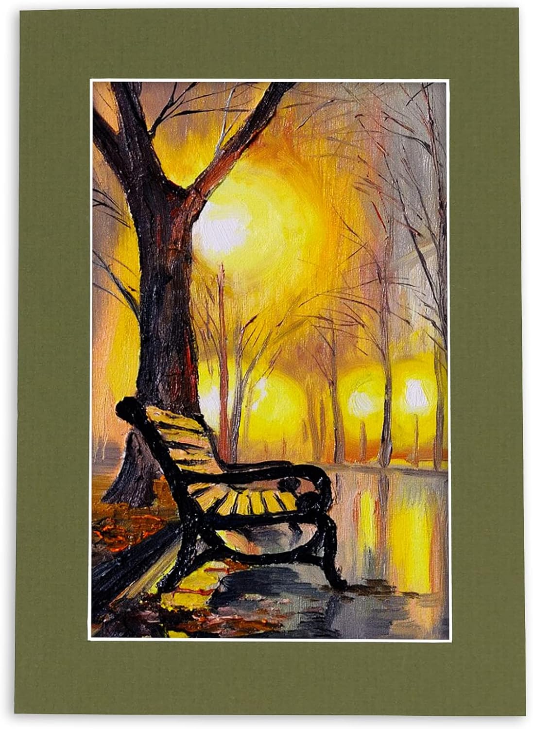 8x10 Mat Bevel Cut for 5.5x8.5 Photos - Acid Free Dill Green Precut Matboard With Backing Board and Crystal Clear, Self Seal Photo Mat Bag - For Pictures, Photos, Framing - 4-ply Thickness