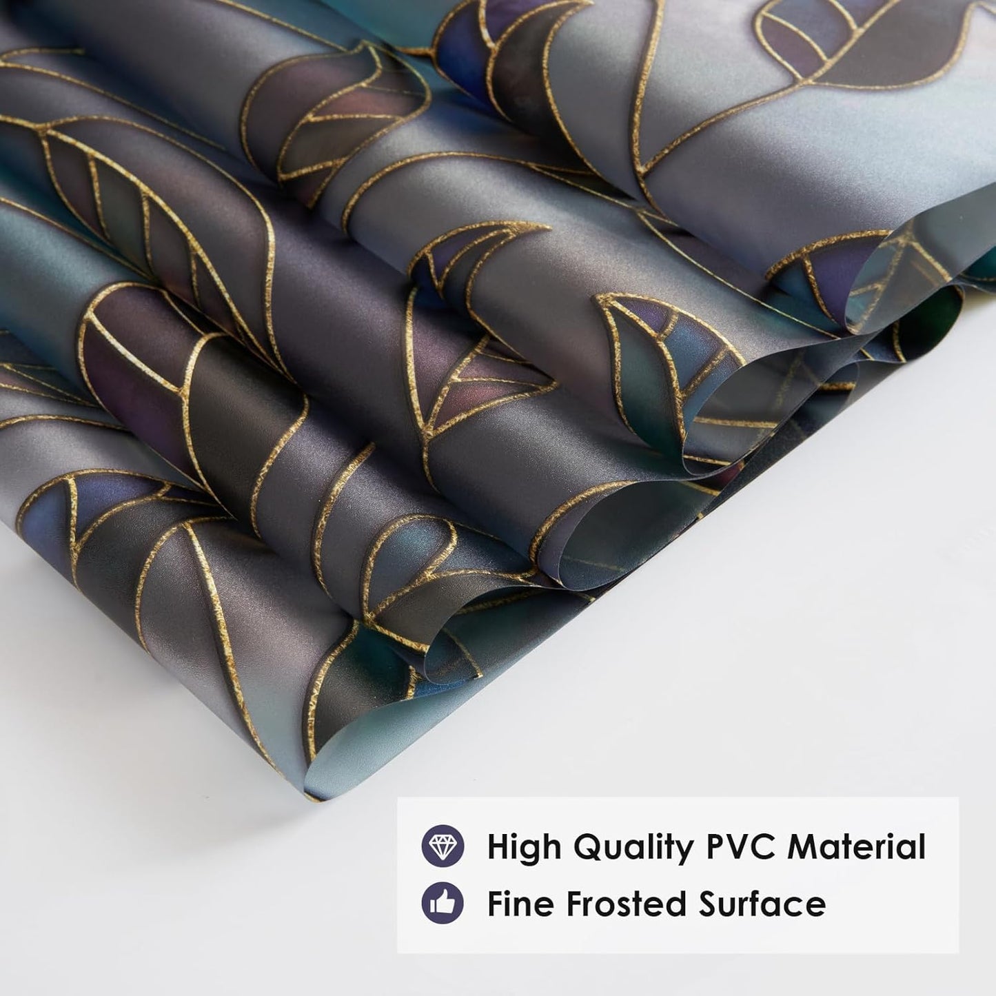 DKTIE Static Cling Decorative Window Film Vinyl Non Adhesive Privacy Film with Installation Kit, Multilayer UV Inkjet Technology, 3D Thickened Stained Film, Vintage Leaf Pattern, 17.7 x 78.7 Inches