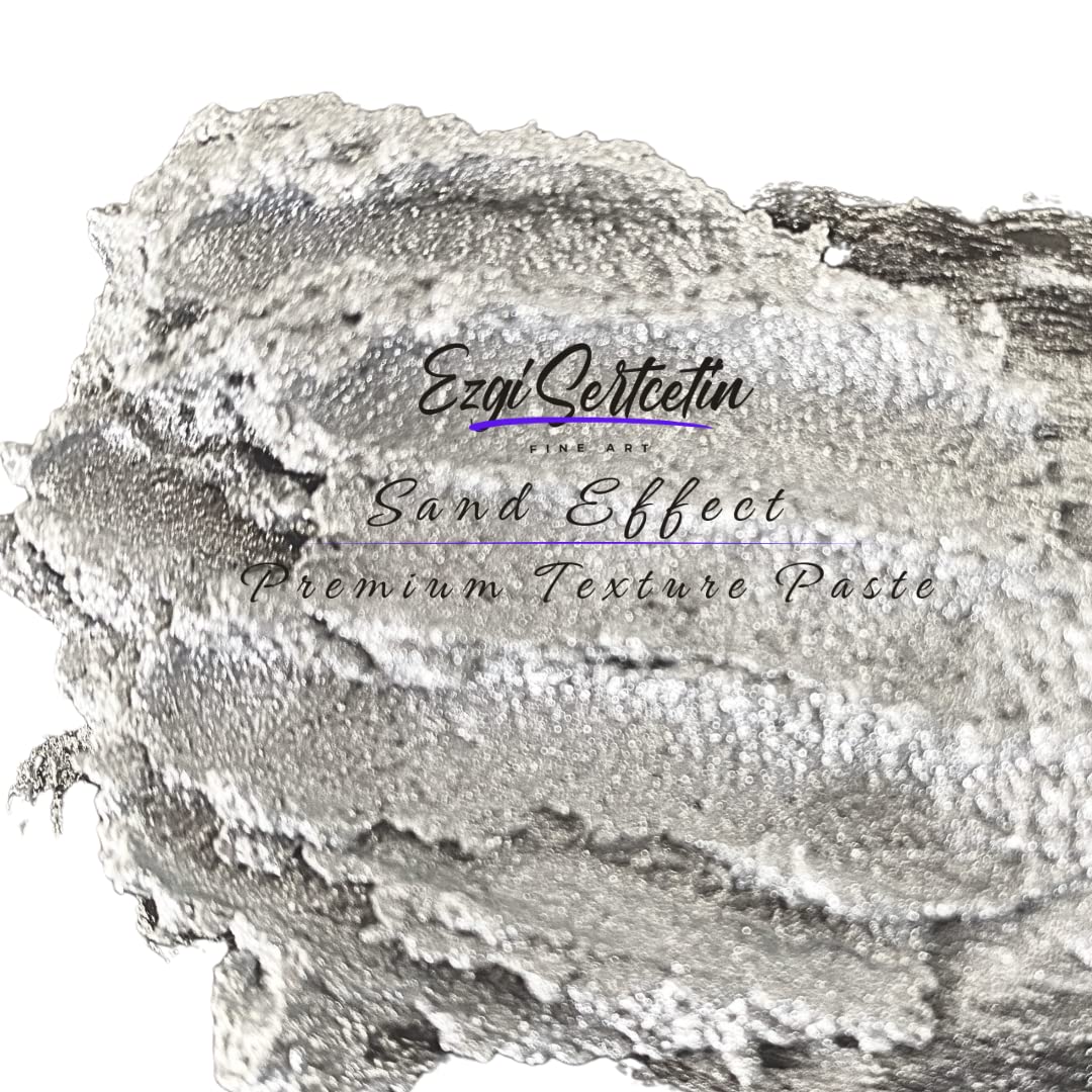 Premium Sand Effect Texture Paste | 6oz by Volume | Unique Metallic Colors | Excellent Sand Texture Effect | by Ezgi Sertcetin (Metallic Platinum Silver)