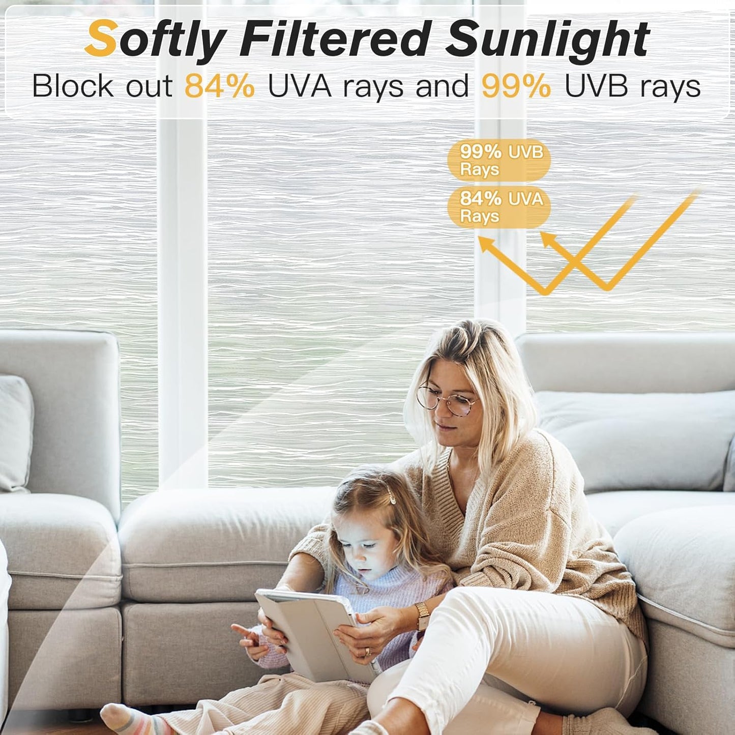 Haton Window Privacy Film, Frosted Glass Privacy Window Clings, Sun Blocking Frosting Opaque Coverings, Static Cling Removable Decorative Stickers for Home Door, Non-Adhesive 17.5" x 157.4"