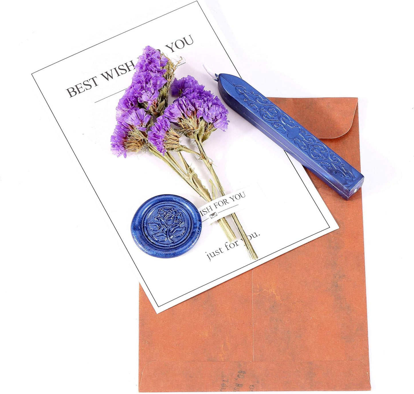 Yoption 12Pcs Sealing Wax Sticks with Wicks, Antique Blue Totem Fire Manuscript Seal Wax Sticks for Wax Seal Stamp (Blue)