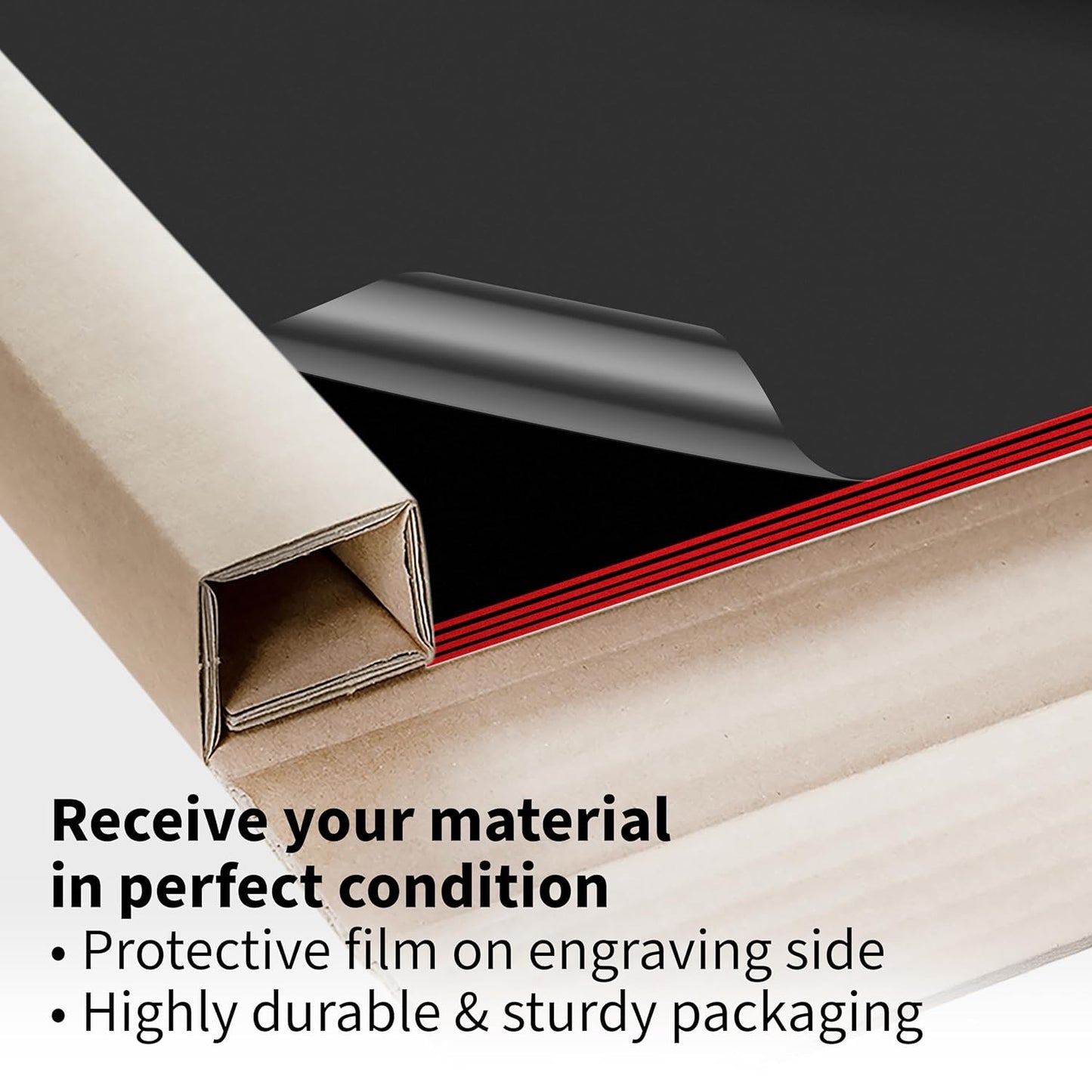 Trotec TroLase | 12"x20"x1/16", 4 Pcs | Black/Red | 2 Ply | Modified Acrylic | Laser Engraving Double Color Plastic Sheet | Engraving Blanks for Laser, Saw, Guillotine | Made in USA