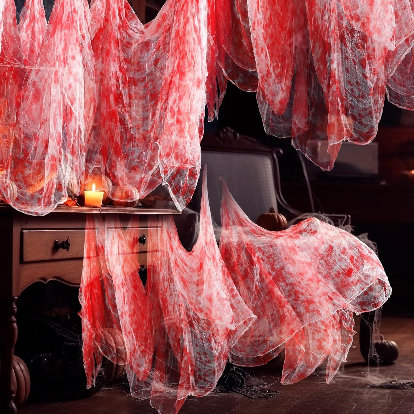 Boao Halloween Cheese cloth 85 x 197 Inch Bloody Cheesecloth Roll for Crafts Large Cotton Muslin Gauze Fabric for Halloween Outdoor & Indoor Spooky Decoration