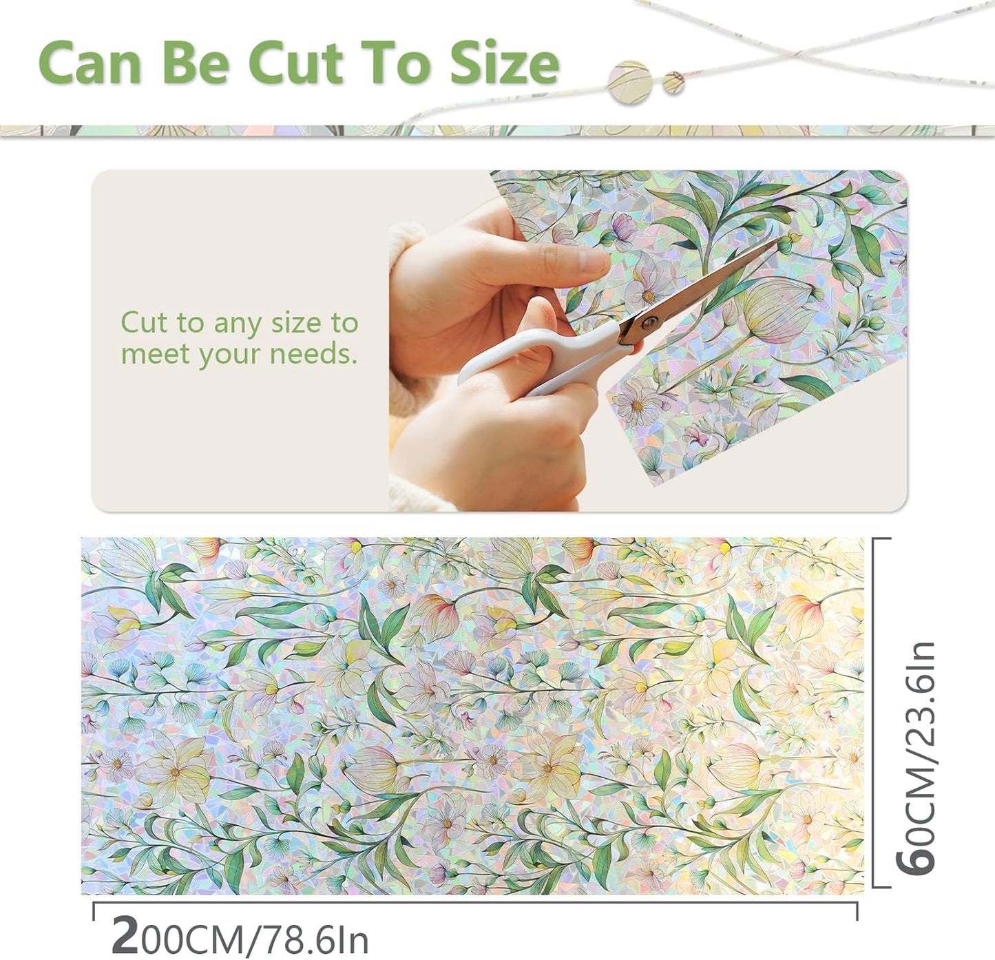 FINNEZ Window Privacy Film Stain Glass Film Flowers Rainbow Window Film Window Clings Non-Adhesive Reusable Decorative for Home(Forest Rainbow,23.6 Inch x 6.5 Feet)