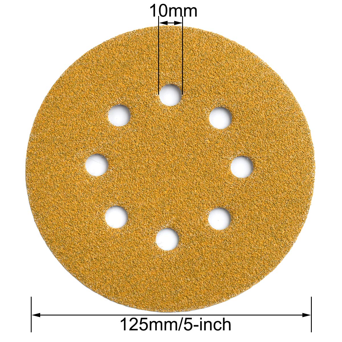 5-Inch 8-Hole Hook and Loop Sanding Discs 60-Grit Random Orbit Sandpaper, 100-Pack