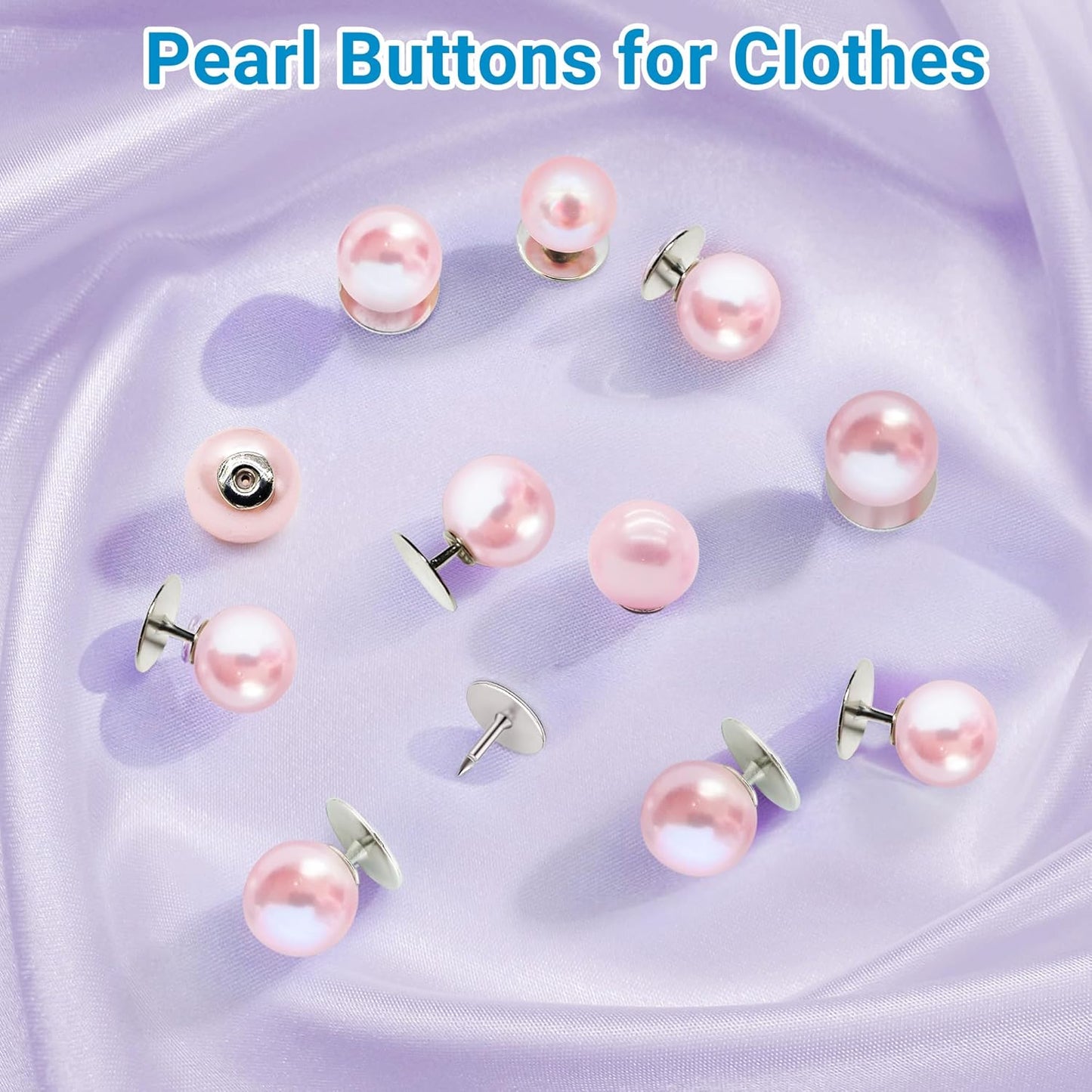 30 Sets Pearl Buttons No Sew Buttons for Clothes, 10mm Pearl Brooch Pins Reusable for Women, White Safety Pins for Dresses, Shirts, DIY Crafts, Fashion Decorative Accessories