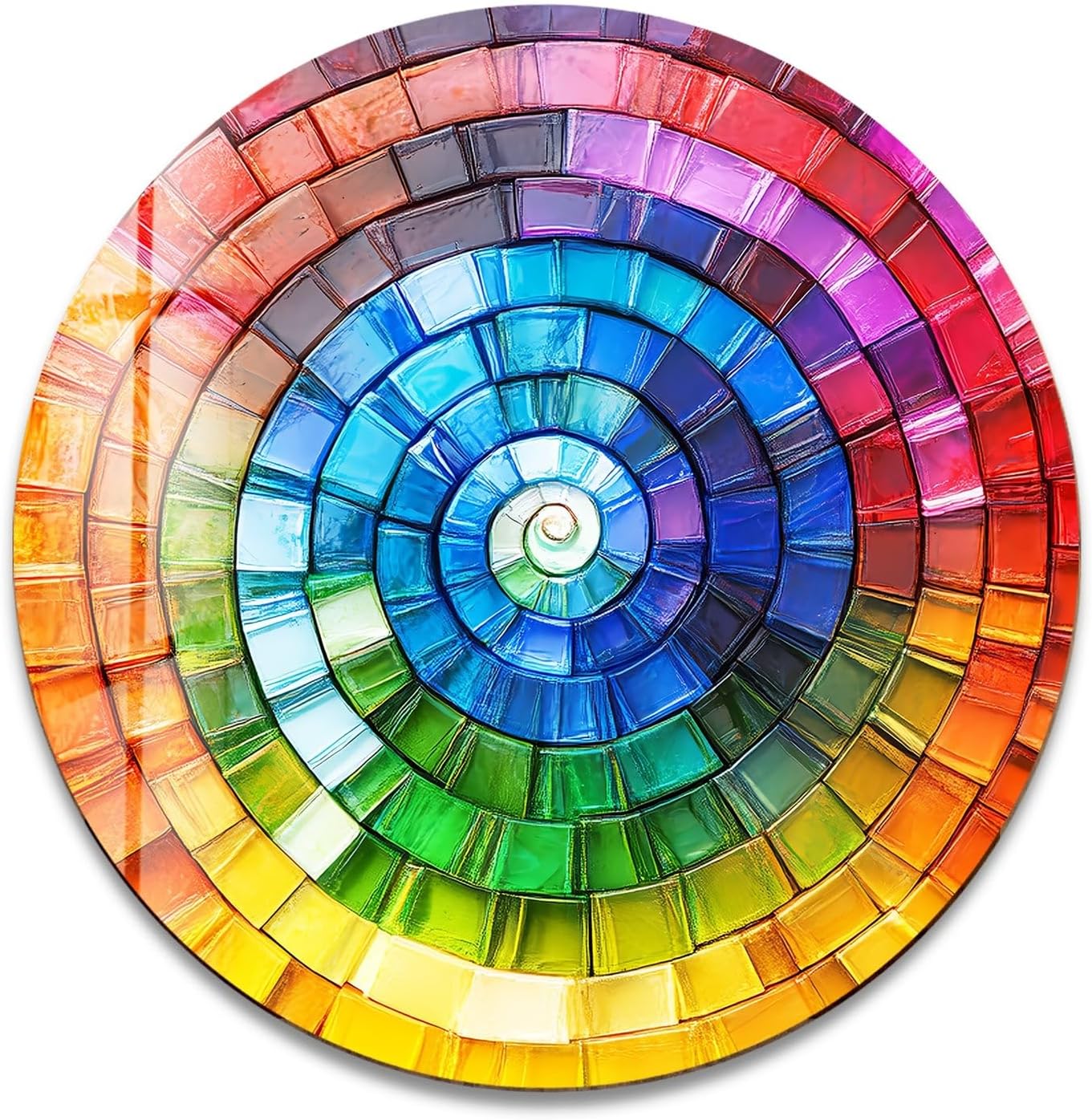 My Photostation.com 15.8''(40cm) Diameter Radiant Spiral Spectrum Round Glass Wall Art Tempered Glass Printing Wall Decor Large Wall Art Wall Hangings