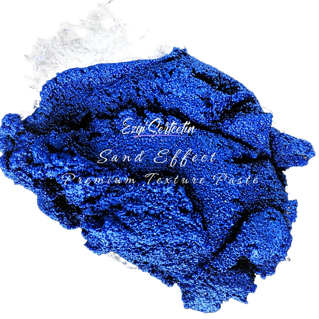 Premium Sand Effect Texture Paste | 6oz by Volume | Unique Metallic Colors | Excellent Sand Texture Effect | by Ezgi Sertcetin (Metallic Intensive Blue)