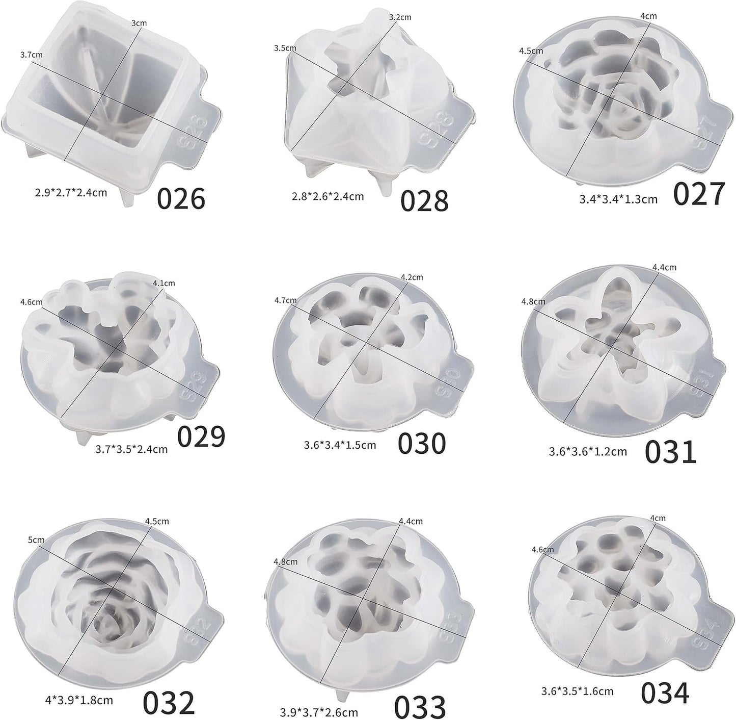 34-Piece Succulent & Resin Mold Set - Silicone Molds for Candle Making, Jewelry Resin Casting & Craft Supplies