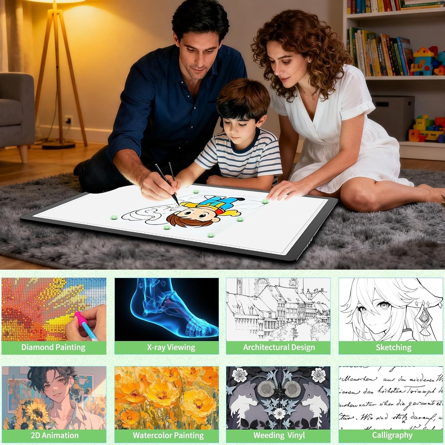 Phylosal Rechargeable A2 Light Pad for Diamond Painting 25.2''x18.4'', Magnetic Tracing Light Box for Drawing, Diamond Art Light Board with Side Button, Wireless LED Light Table for Sketching, Design