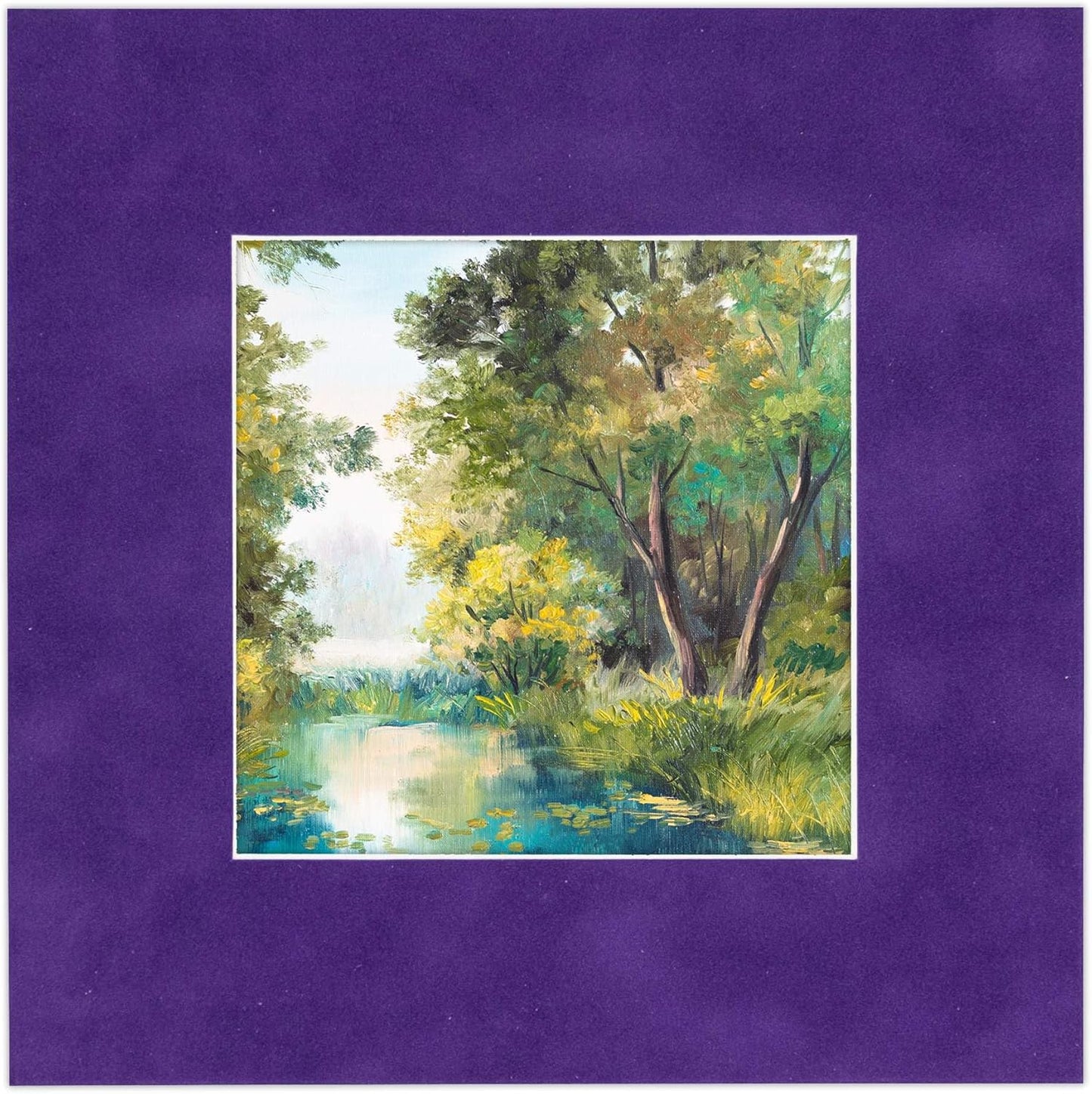 8x10 Mat Bevel Cut for 5.5x8.5 Photos - Acid Free Purple Crocus Suede Precut Matboard With Backing Board and Crystal Clear, Self Seal Photo Mat Bag - For Pictures, Photos, Framing - 4-ply Thickness