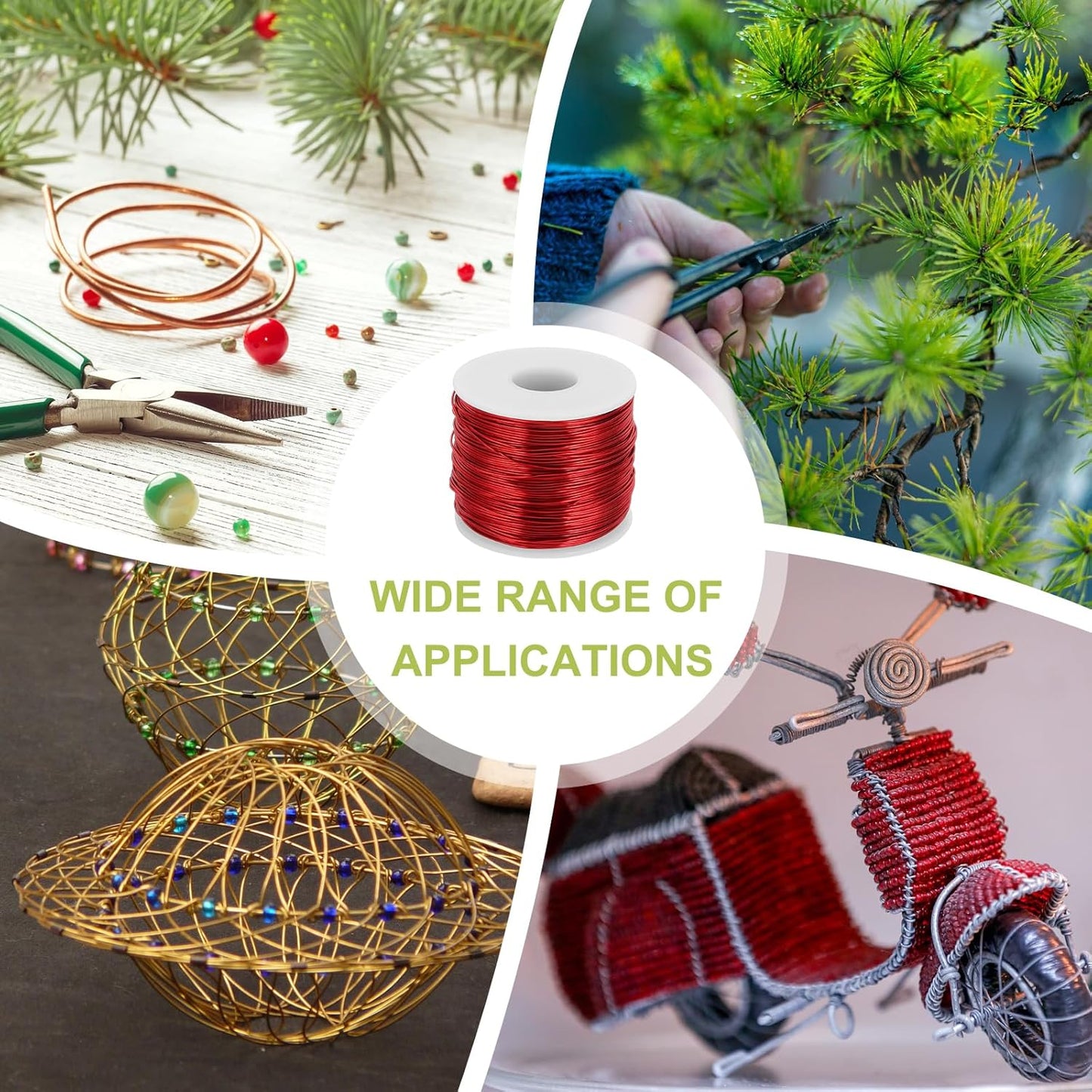 MECCANIXITY 18 Gauge Anodized Aluminum Craft Wire Bendable Bonsai Training Wire 492 Feet 1mm for Sculpting Crafts Wreath Floral Beading Jewelry Making, Red
